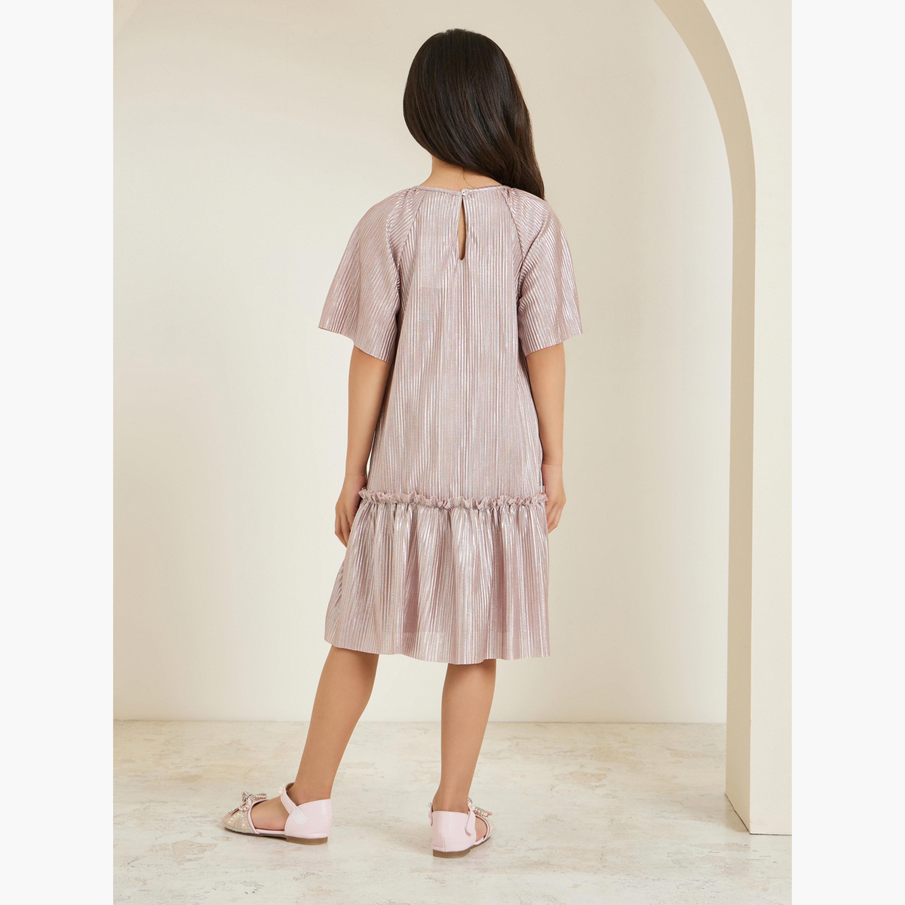 فستان ميدي بحافة واسعة وكسرات-girls-clothing-dressesandjumpsuits-image-5