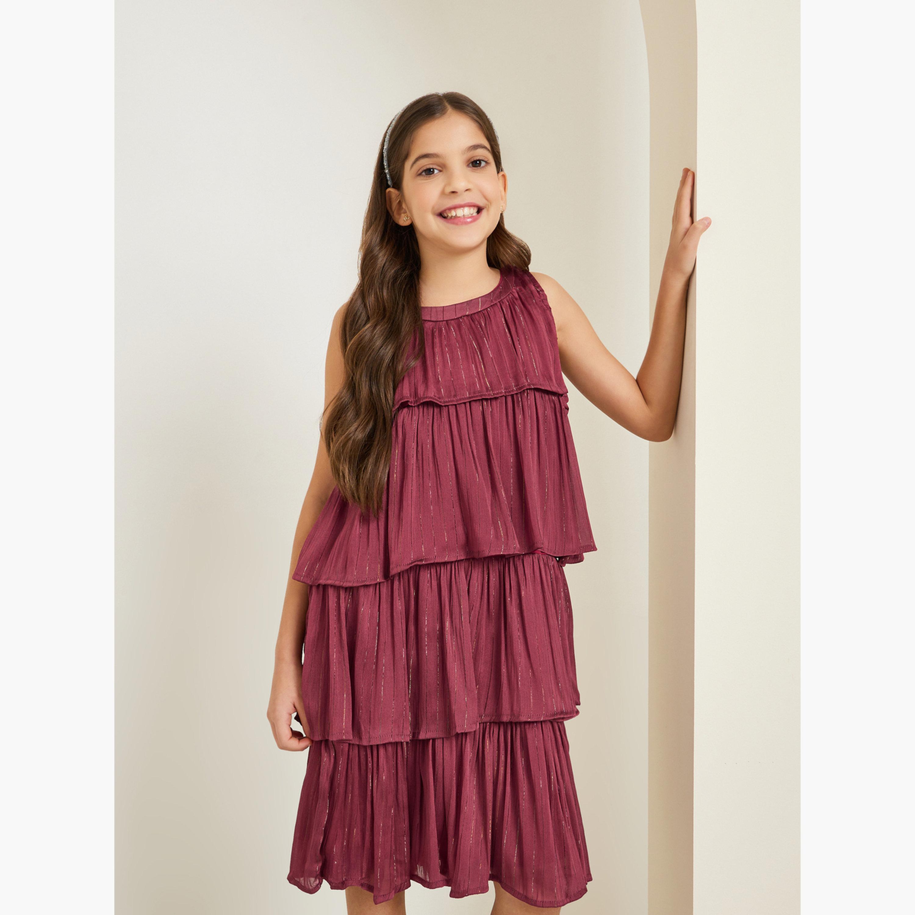 Styli Girls Tiered Sleeveless Midi Dress-girls-clothing-dressesandjumpsuits-image-1
