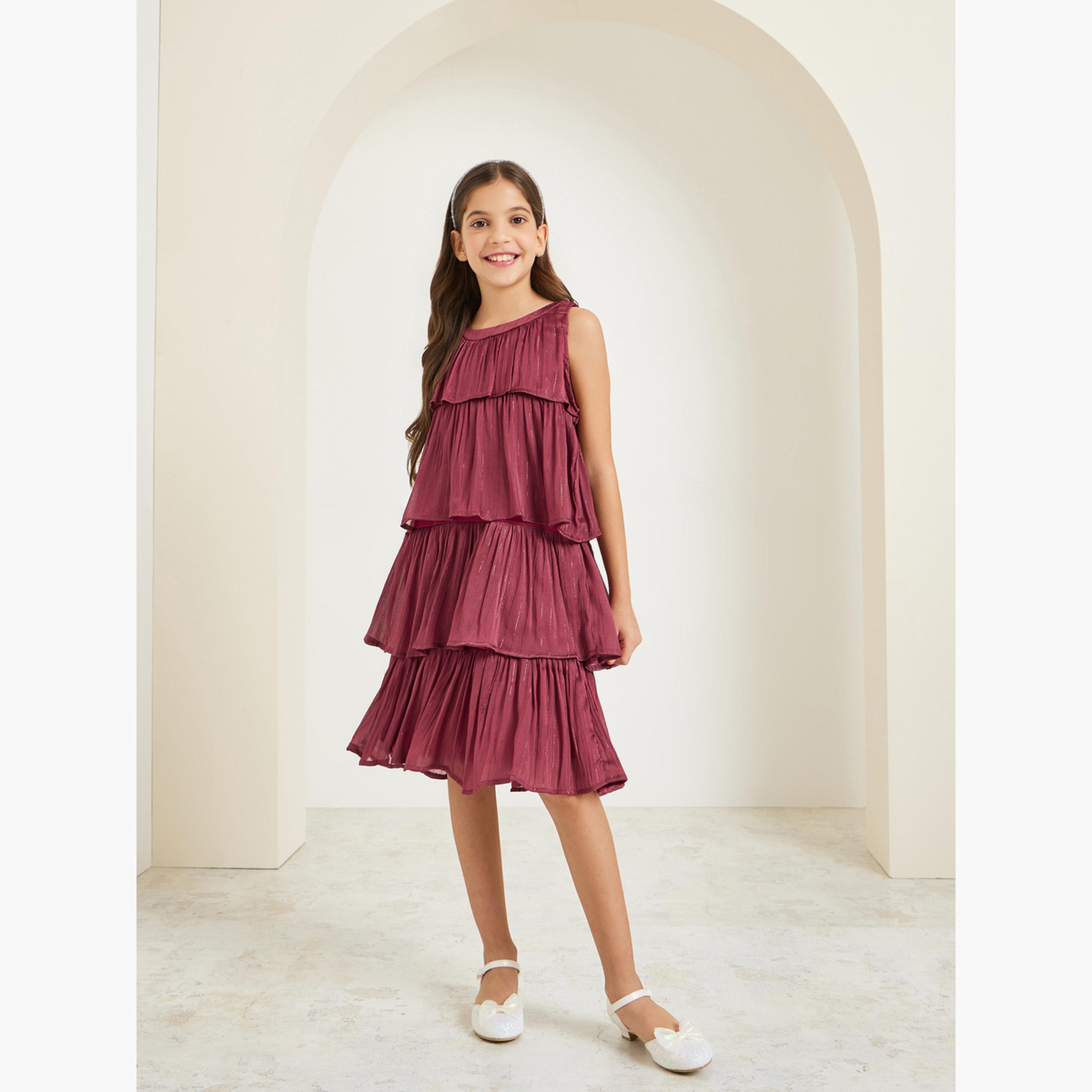 Styli Girls Tiered Sleeveless Midi Dress-girls-clothing-dressesandjumpsuits-image-2