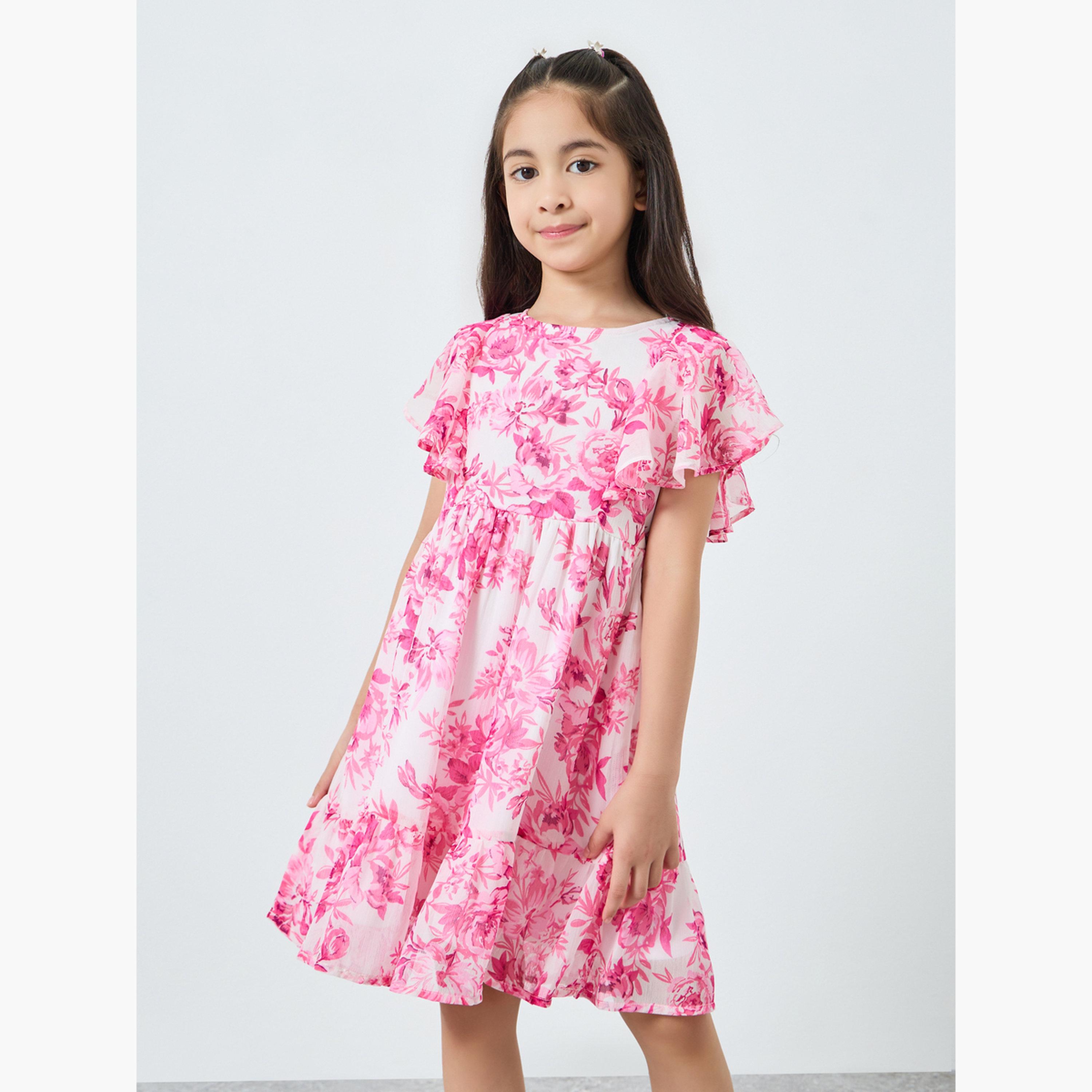 فستان بحواف كشكش وطبعة زهور-girls-clothing-dressesandjumpsuits-image-1