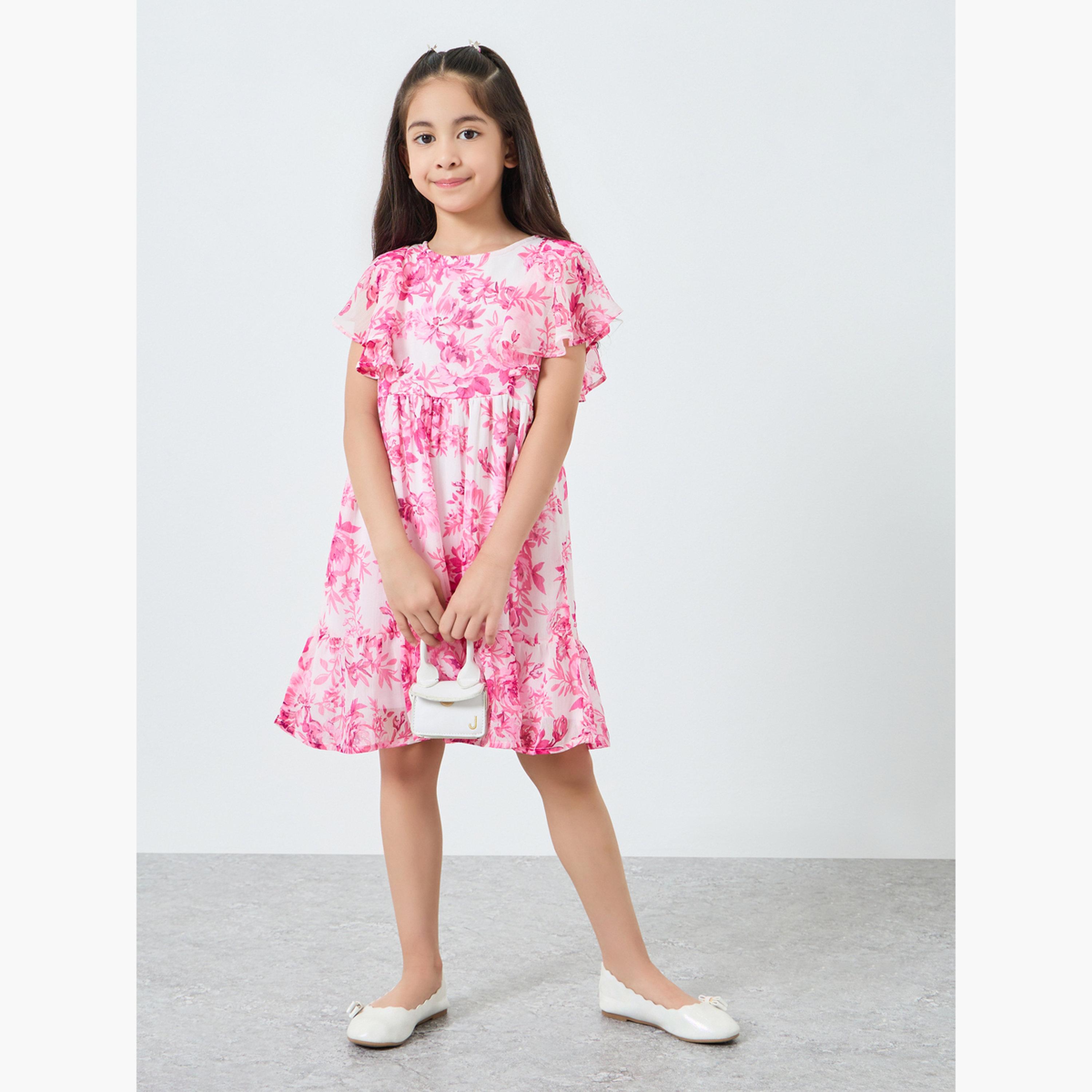 فستان بحواف كشكش وطبعة زهور-girls-clothing-dressesandjumpsuits-image-2