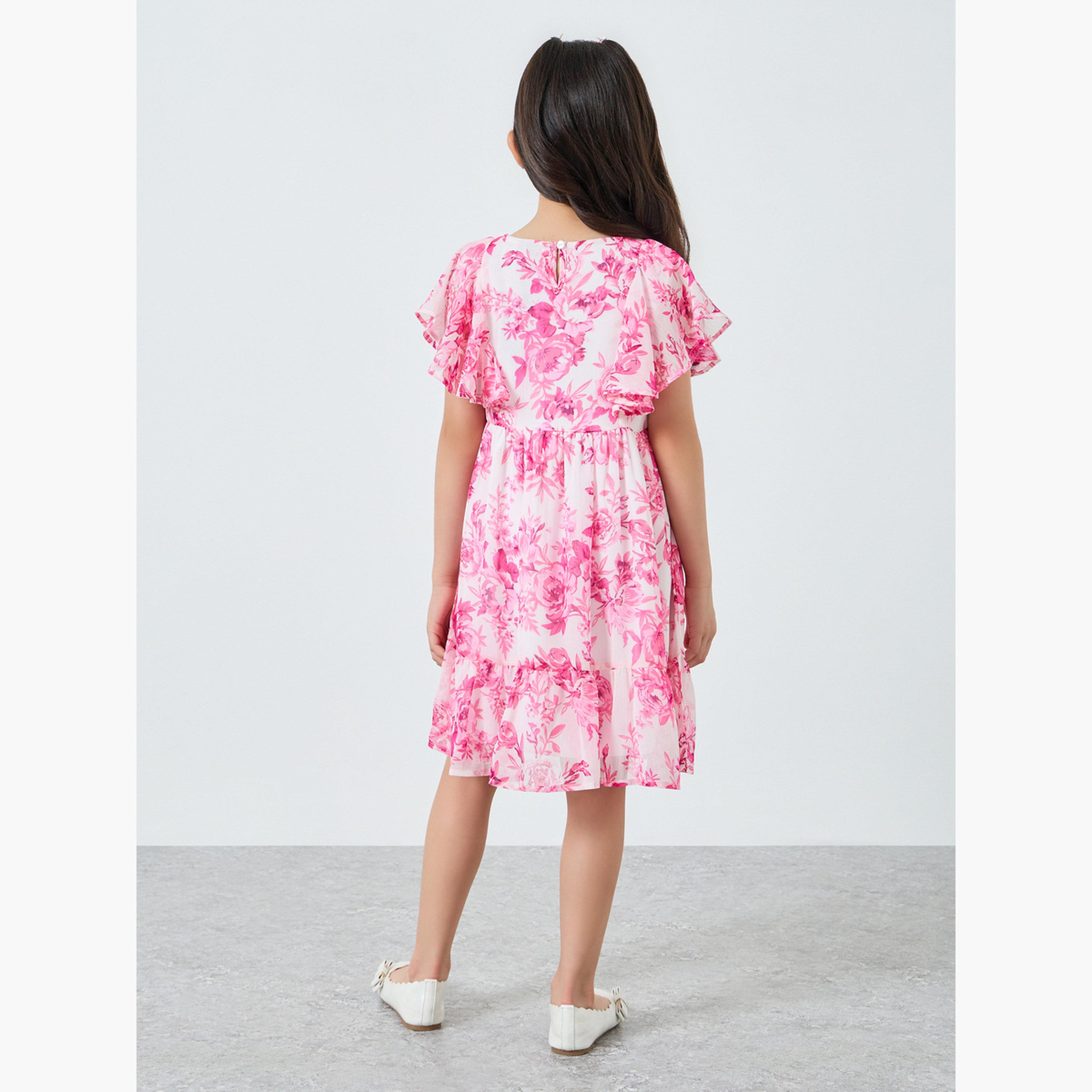 فستان بحواف كشكش وطبعة زهور-girls-clothing-dressesandjumpsuits-image-4