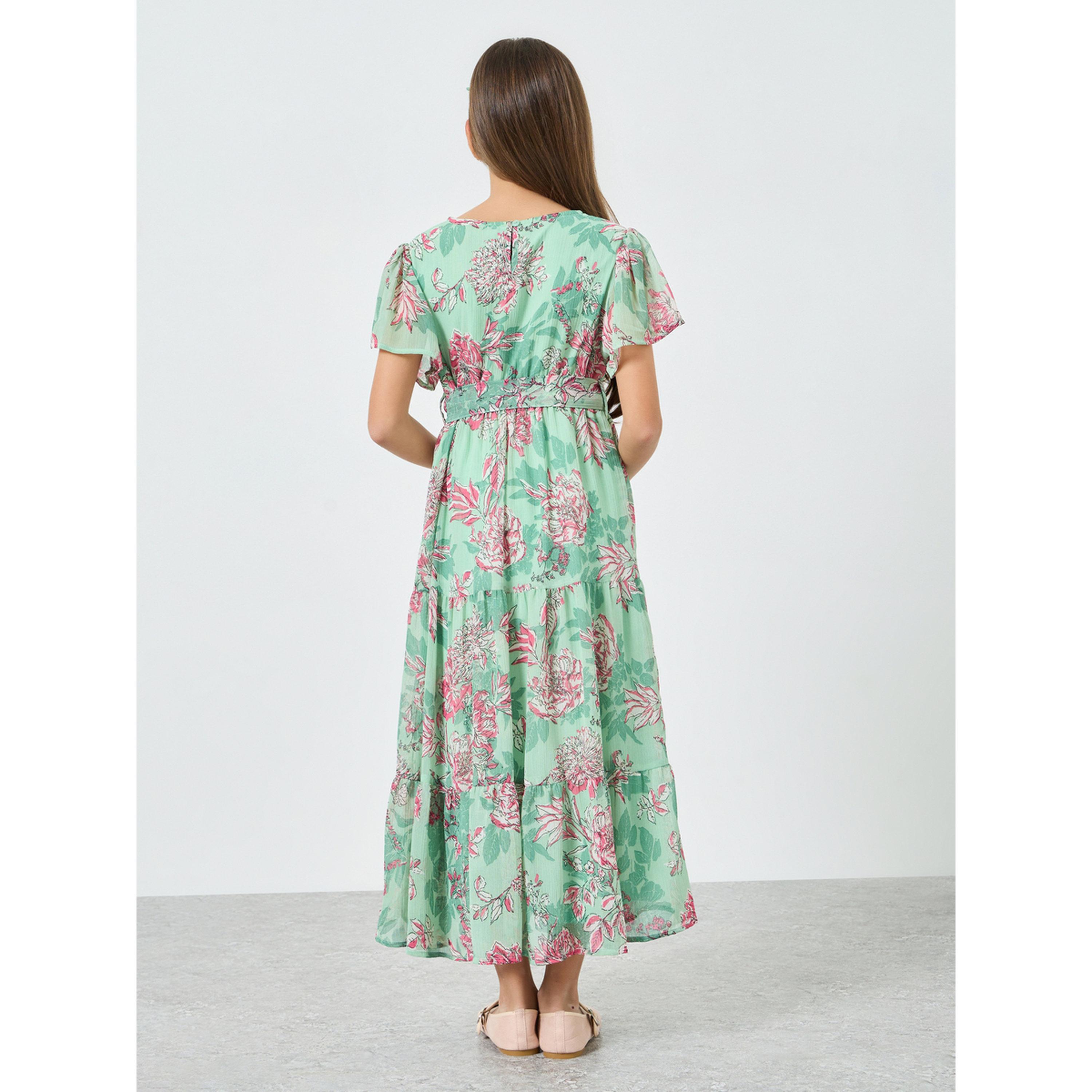 Styli Teen Girls Floral Dress with Tie Belt-girls-clothing-dressesandjumpsuits-image-4