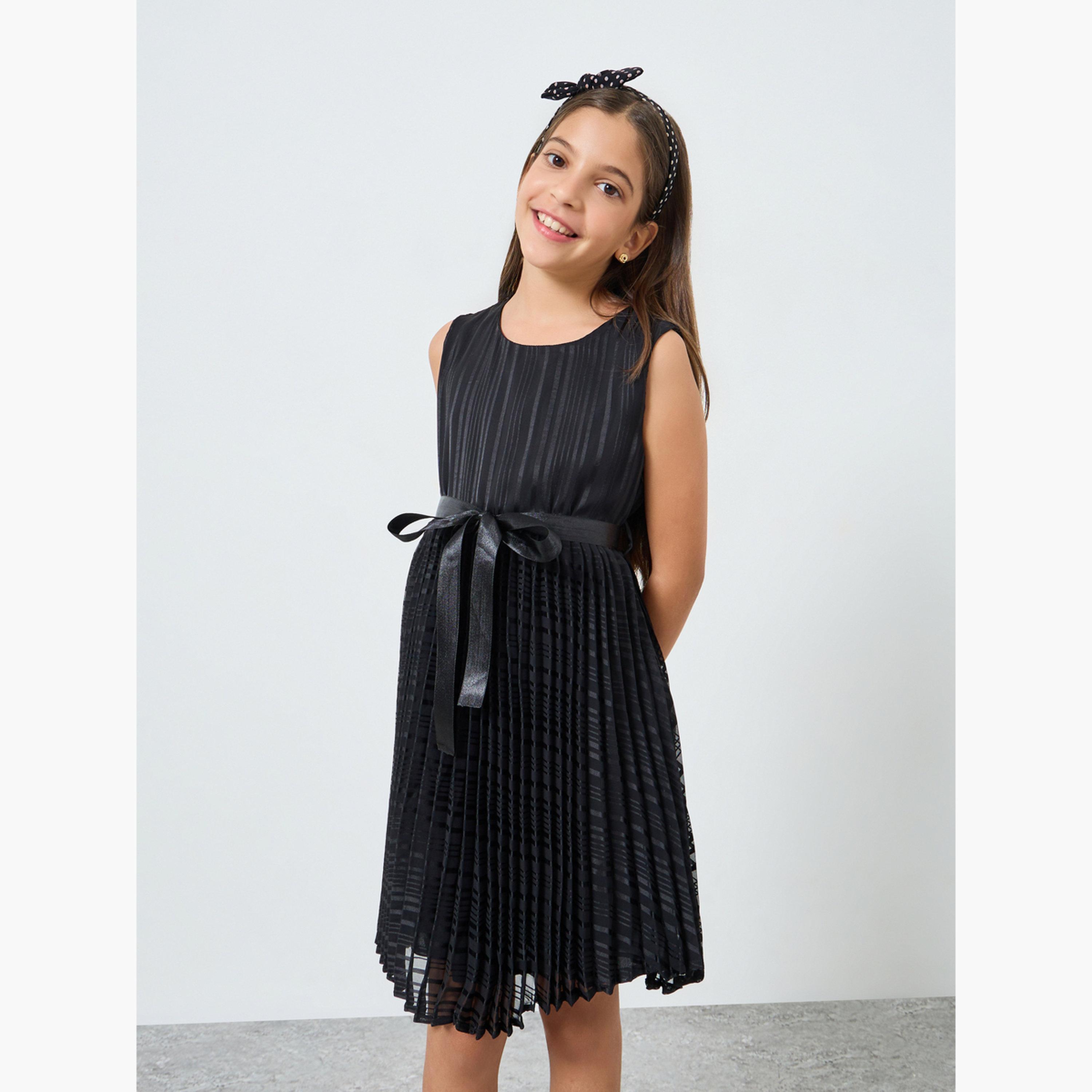 فستان مُطوى مع ربطة فيونكة-girls-clothing-dressesandjumpsuits-image-1