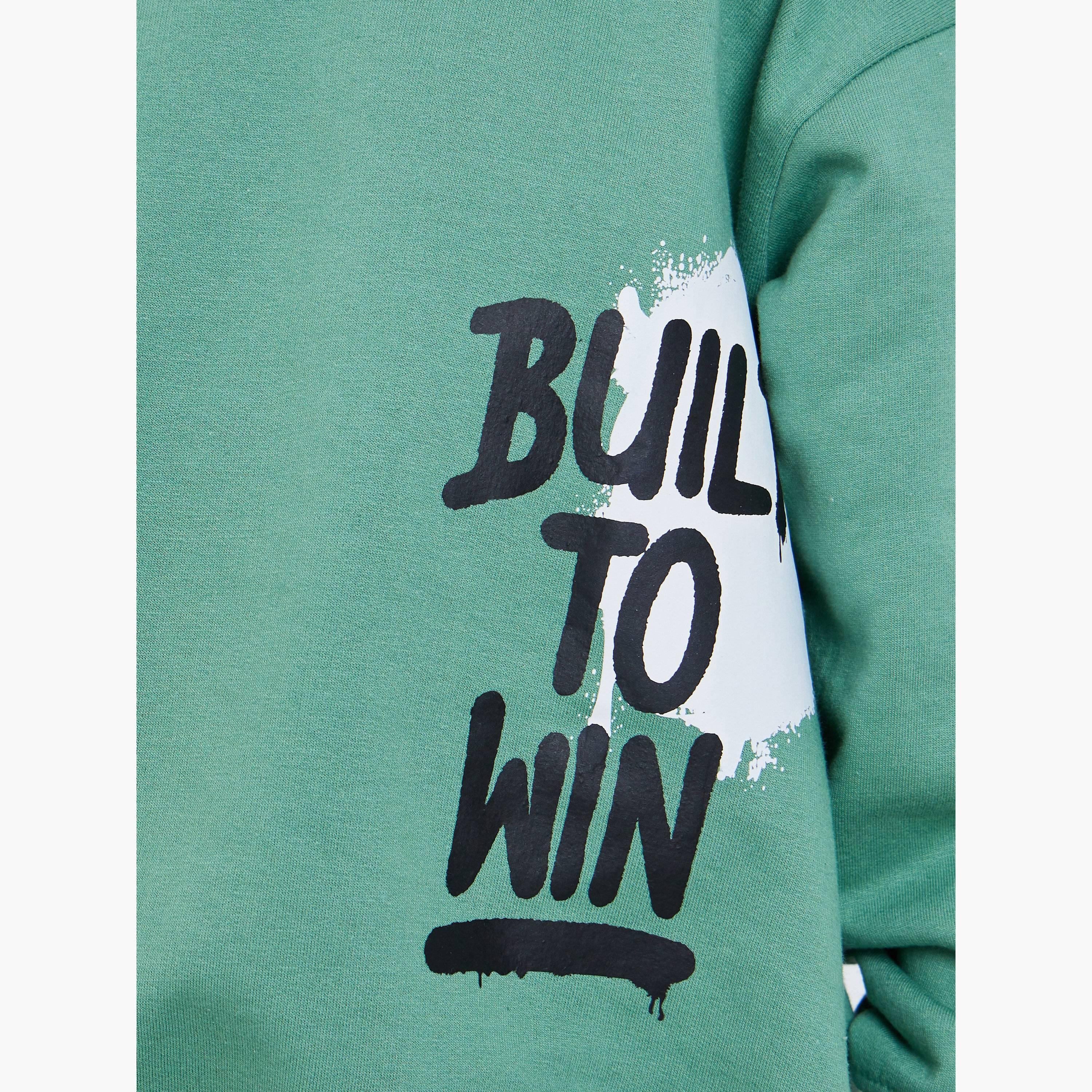 Styli Boys Green Graphic Print Cotton Hoodie-boys-clothing-sweatshirts-image-4