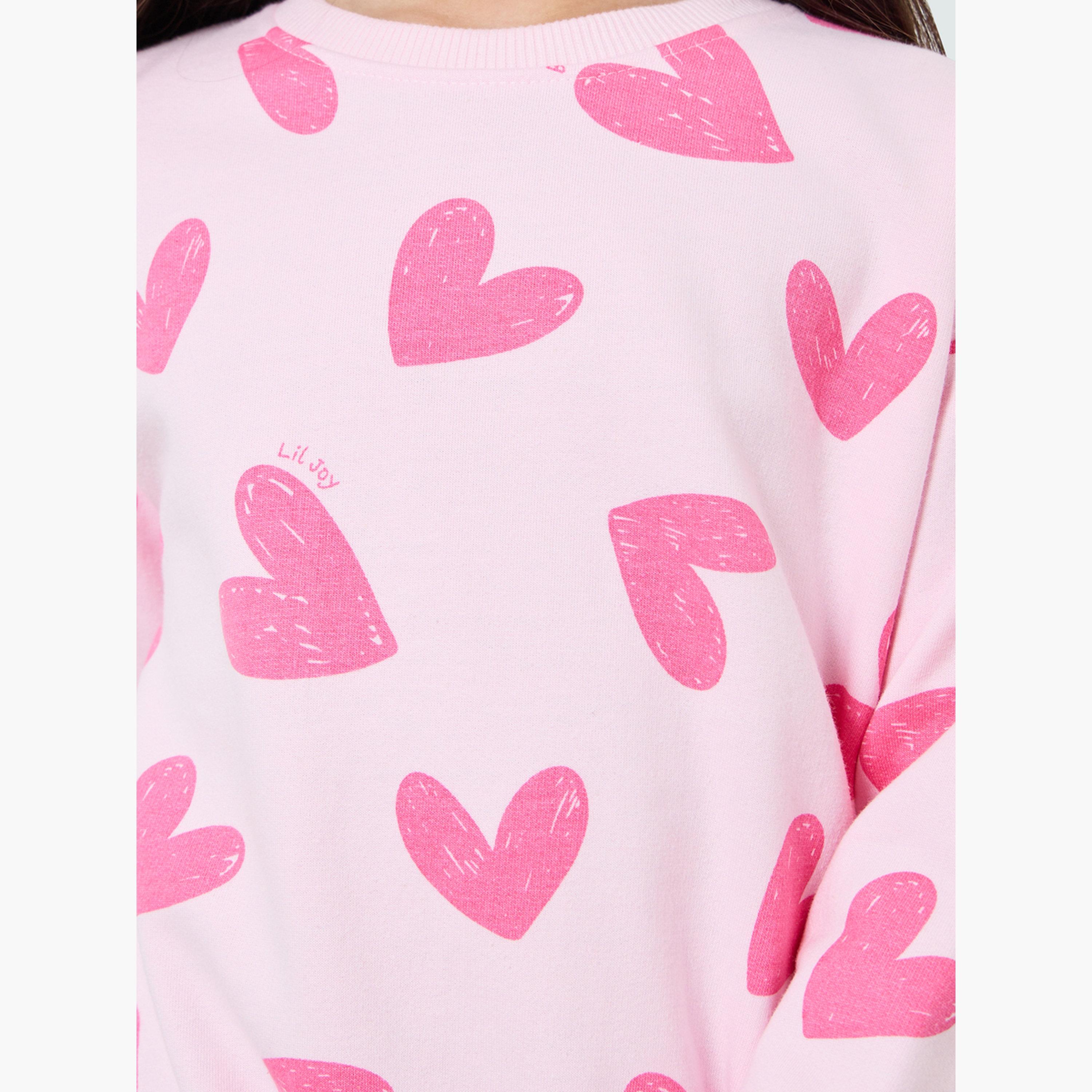 Styli Girls Pink Graphic Print Cotton Sweatshirt-girls-clothing-sweatshirts-image-3