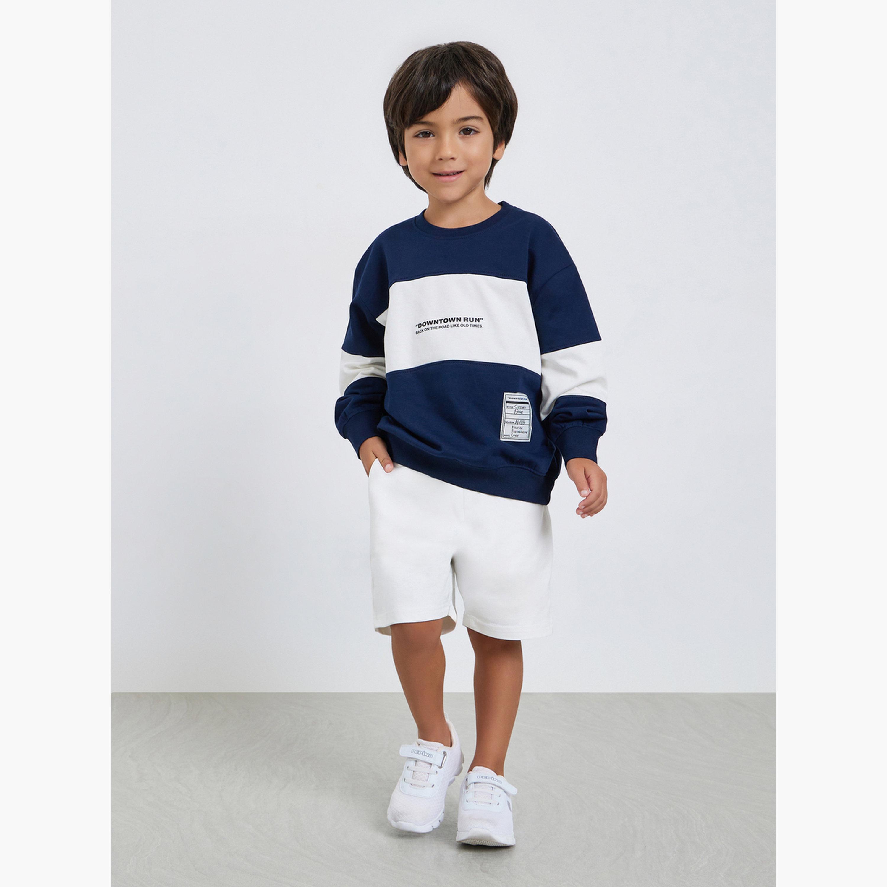 Styli Boys Navy Blue Color Block Sweatshirt-boys-clothing-sweatshirts-image-2