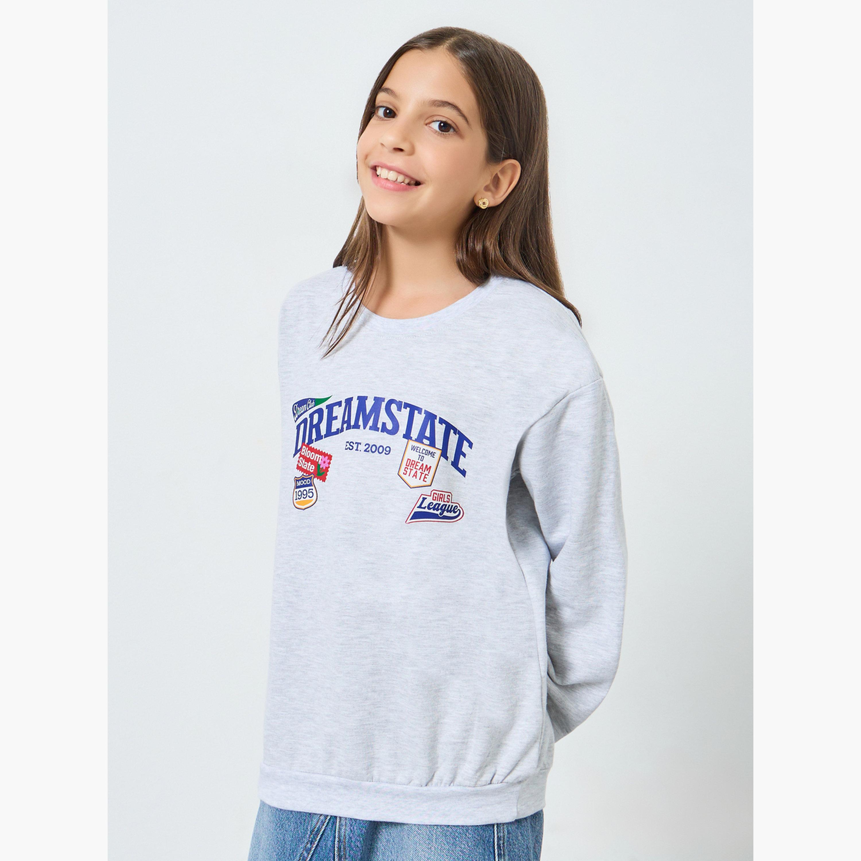 Styli Teens Grey Dreamstat Graphic Cotton Sweatshirt-girls-clothing-sweatshirts-image-1