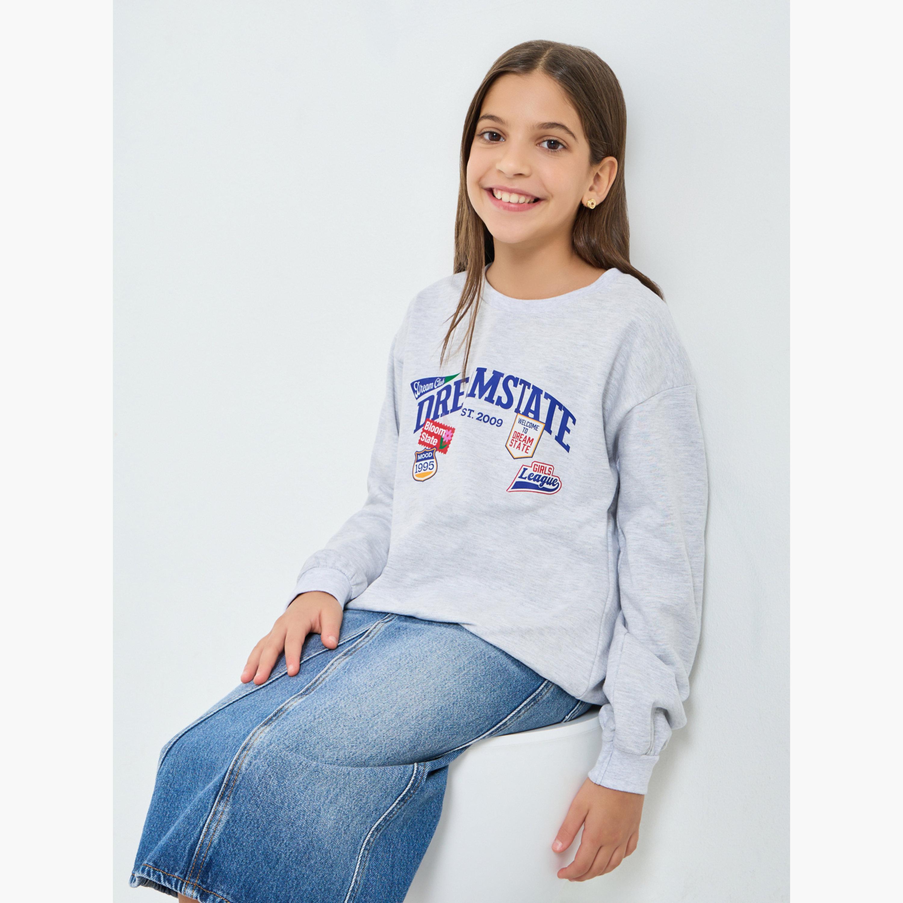 Styli Teens Grey Dreamstat Graphic Cotton Sweatshirt-girls-clothing-sweatshirts-image-3