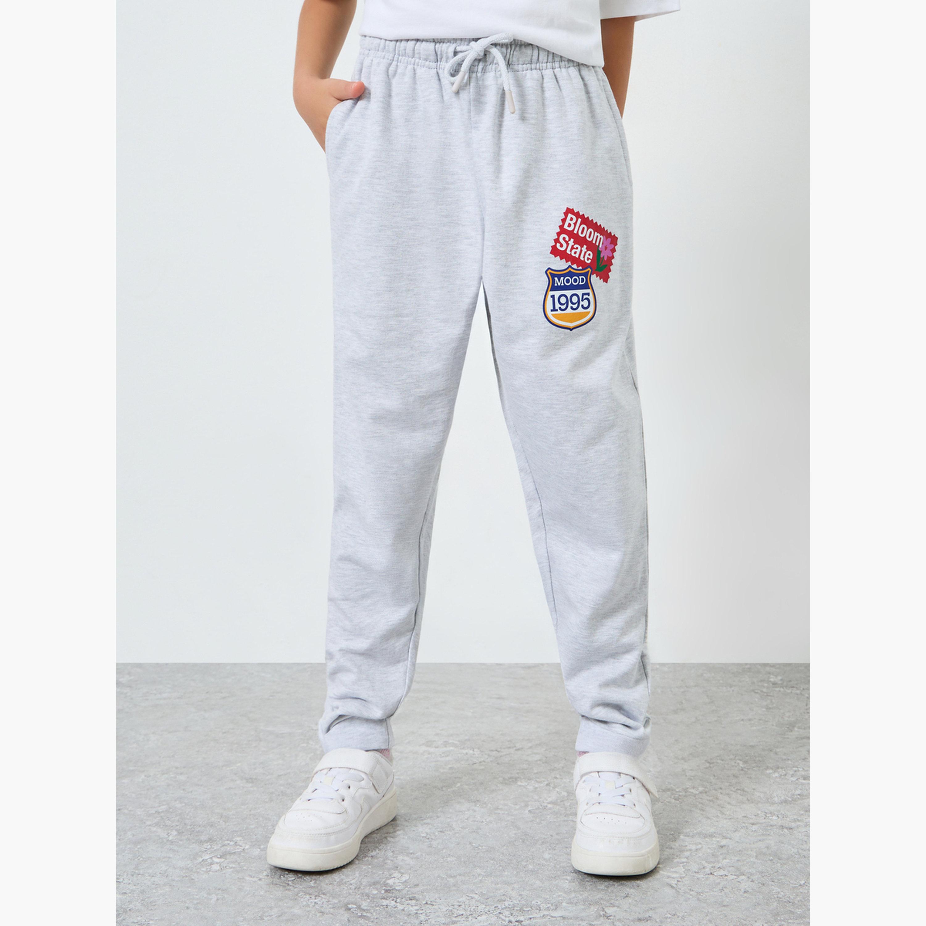 Styli Teens Grey Graphic Print Cotton Joggers-girls-clothing-bottoms-joggersandtrackpants-image-1