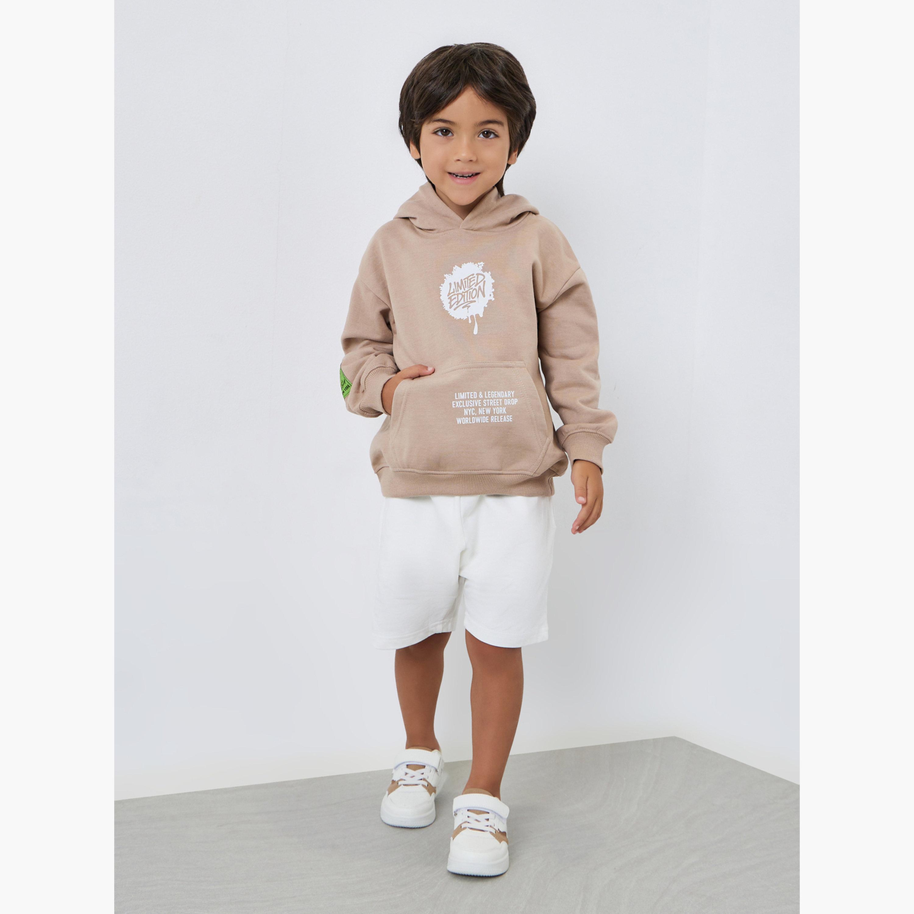 Styli Boys Beige Slogan Print Hoodie-boys-clothing-sweatshirts-image-2