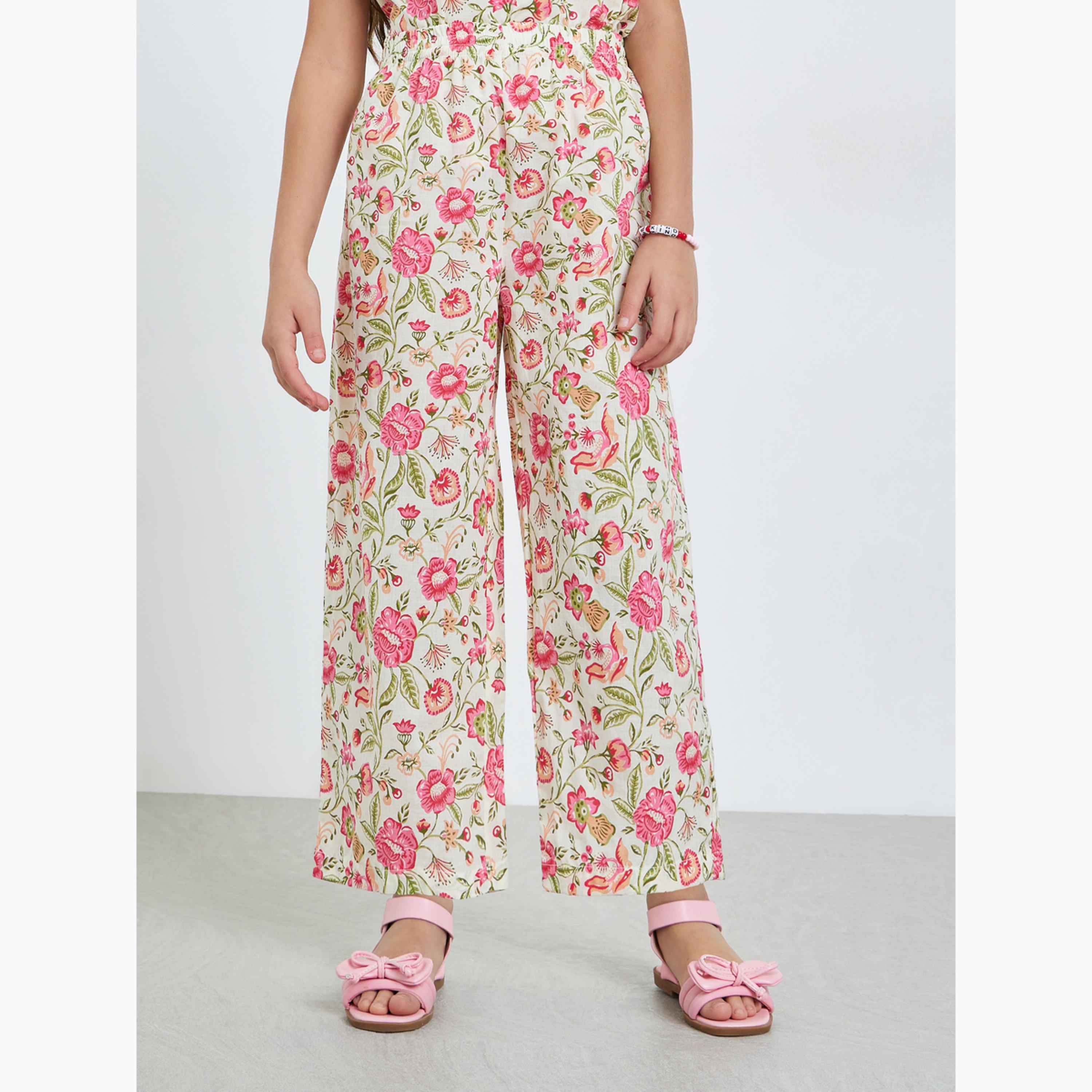 مجموعة من بنطال وبلوزة قطن بطبعة أزهار-girls-clothing-setsandcoords-image-4