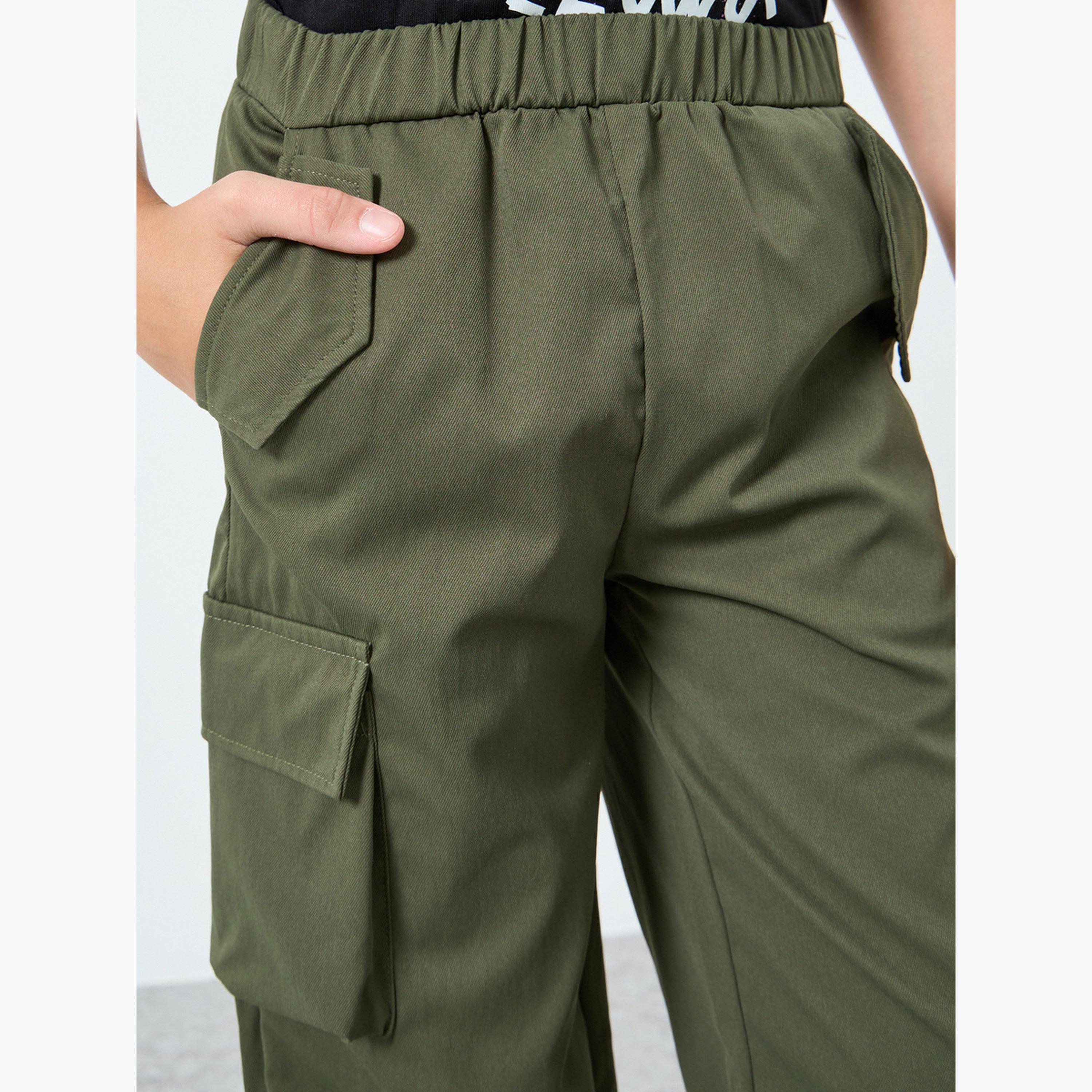 Styli Boys Olive Green Cargo Pants-boys-clothing-bottoms-trousers-image-3