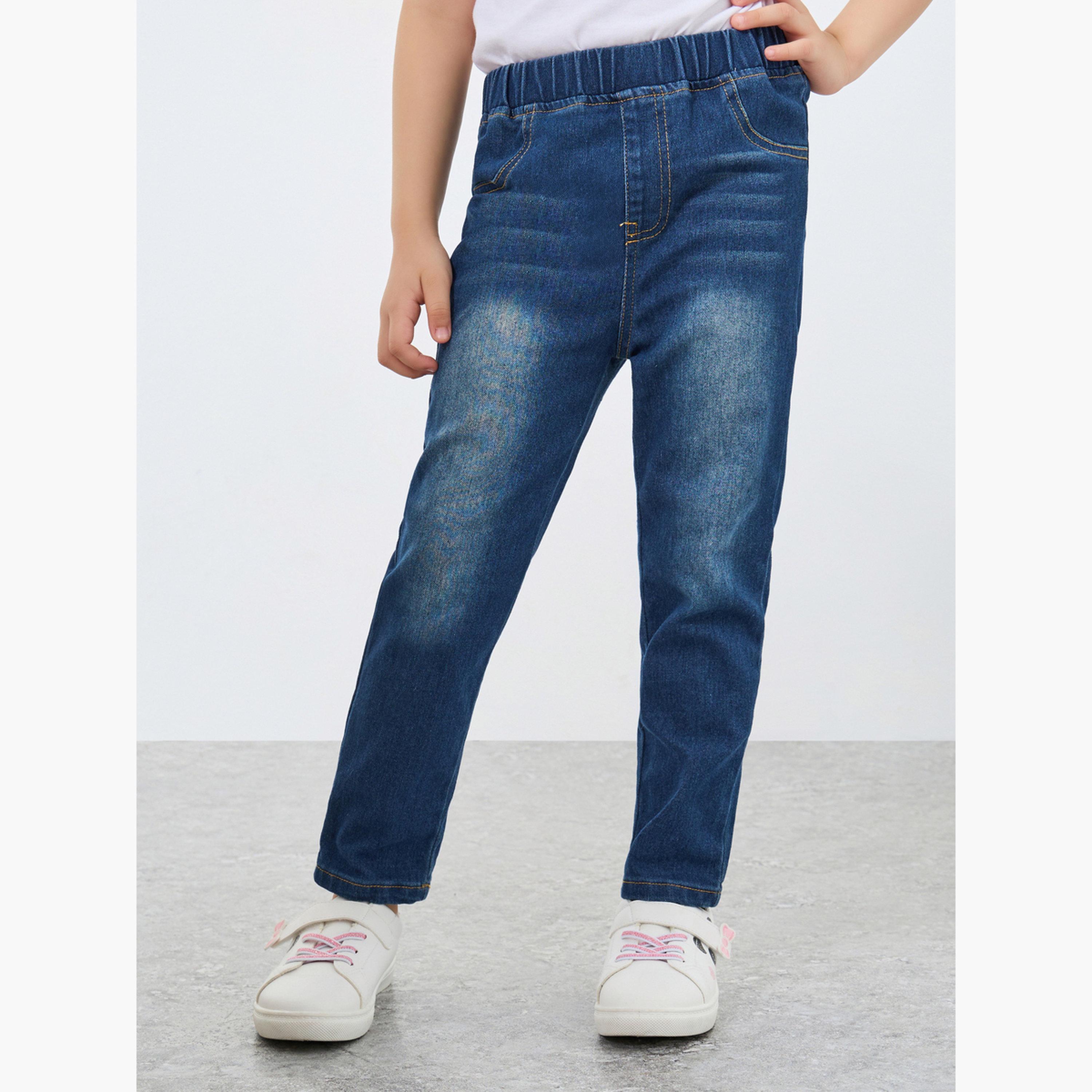 Styli Whiskered Faded Elastic Waist Jeggings-girls-clothing-bottoms-jeansandjeggings-image-1