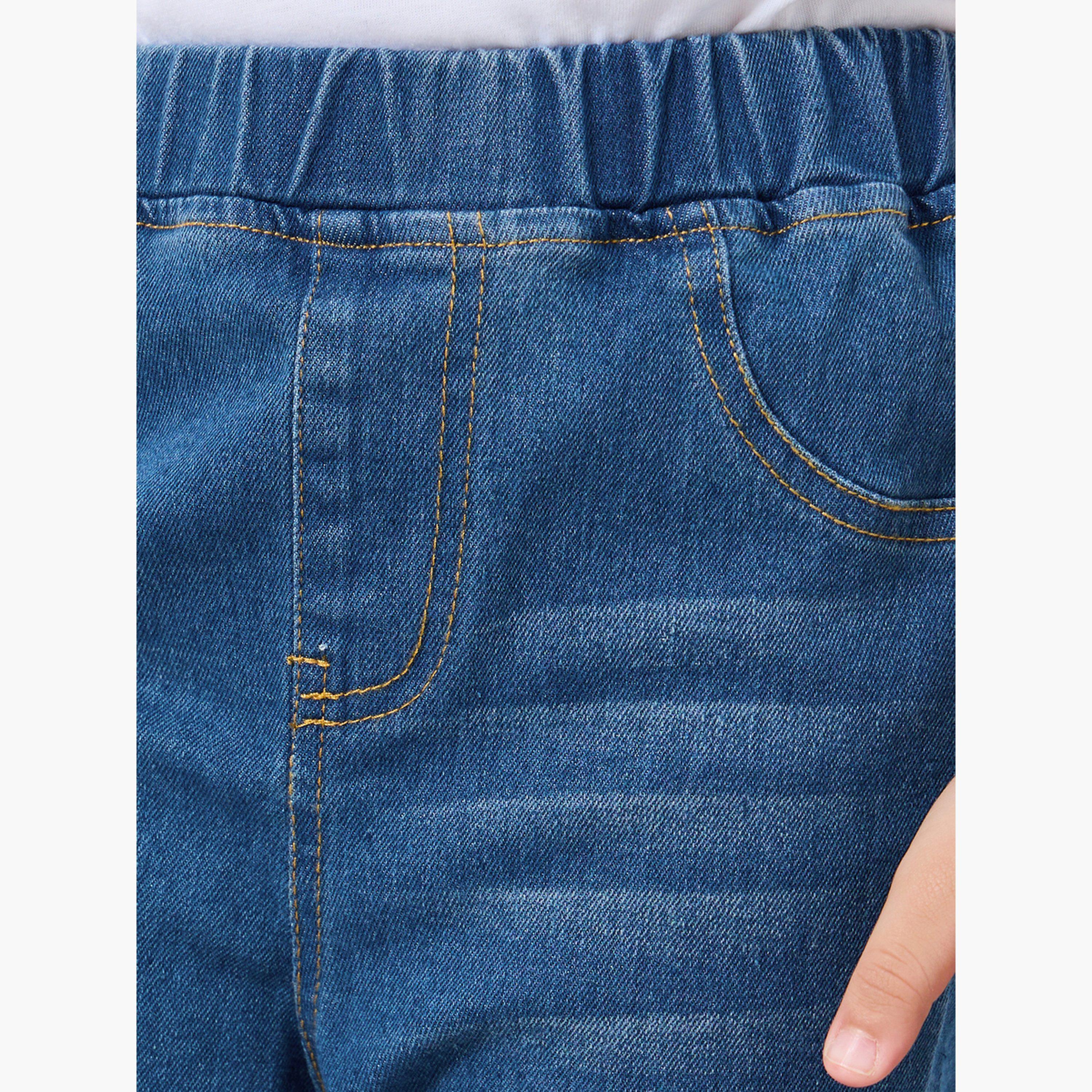 ستايلي - بنطال جينز بخصر مطاطي لون باهت-girls-clothing-bottoms-jeansandjeggings-image-4