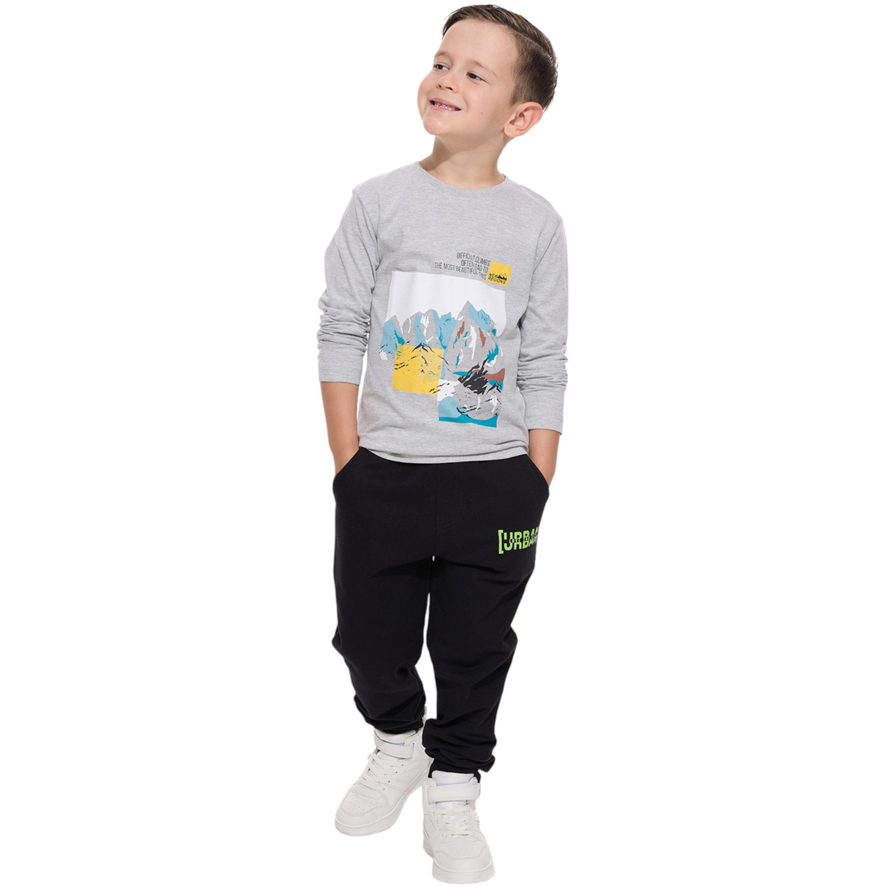 Victor and Jane X Styli Boys Grey Mountain Print Long Sleeve T-Shirt-boys-clothing-sweatshirts-image-2