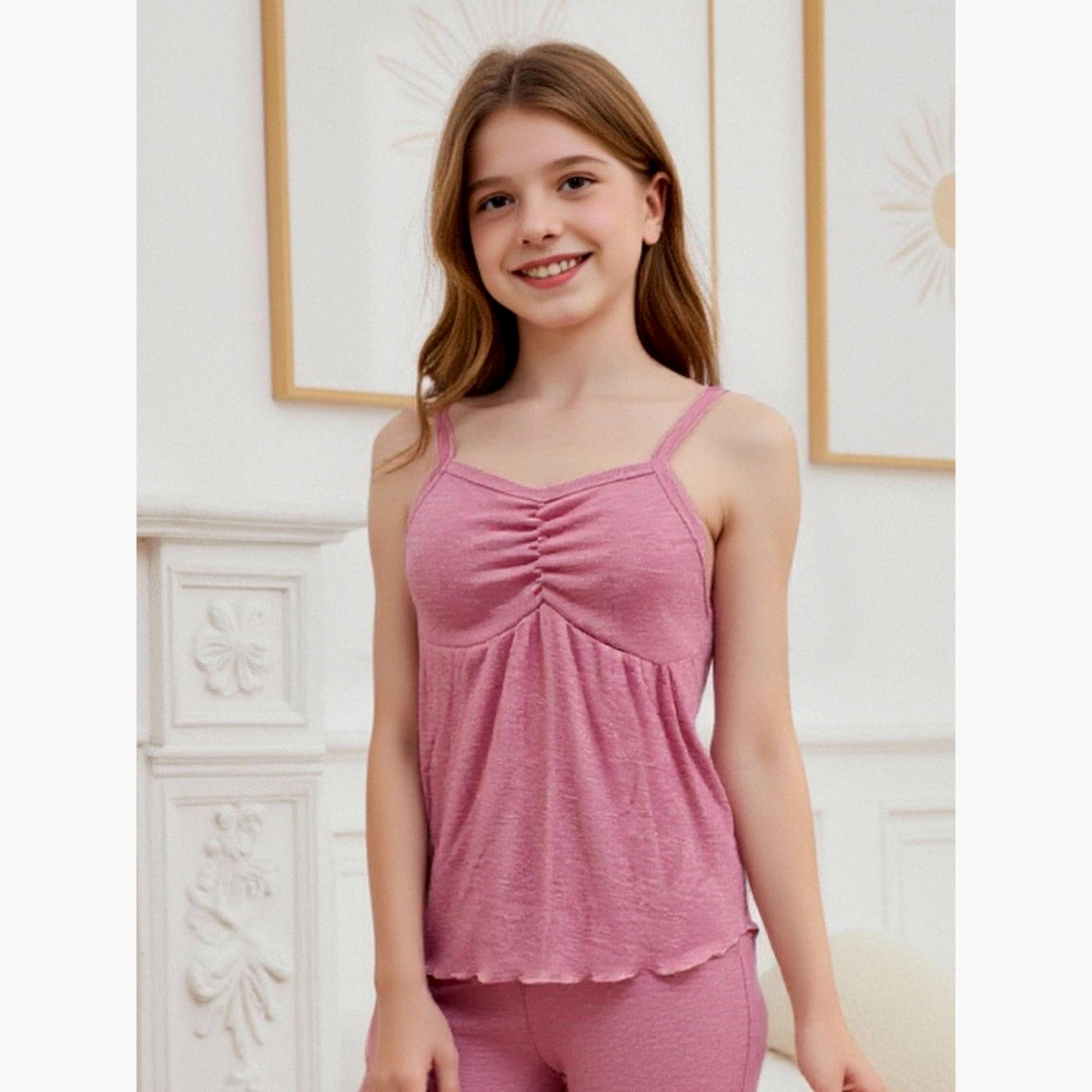 Take Two Lace Trim Buttoned Top with Long Pyjama Set-girls-clothing-nightwear-image-4