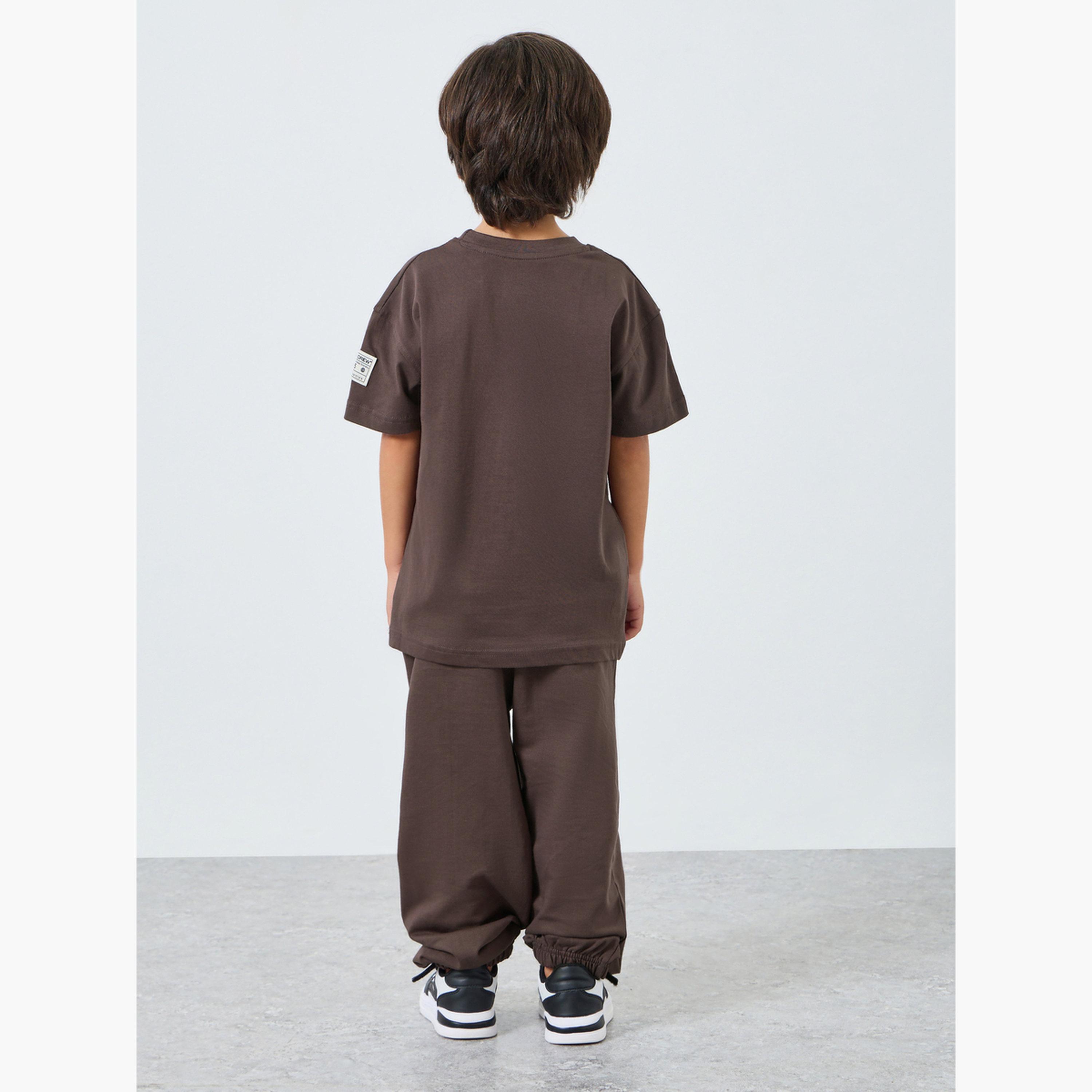 Styli Boys Brown Printed Cotton T-Shirt and Joggers Set-boys-clothing-setsandcoords-image-5