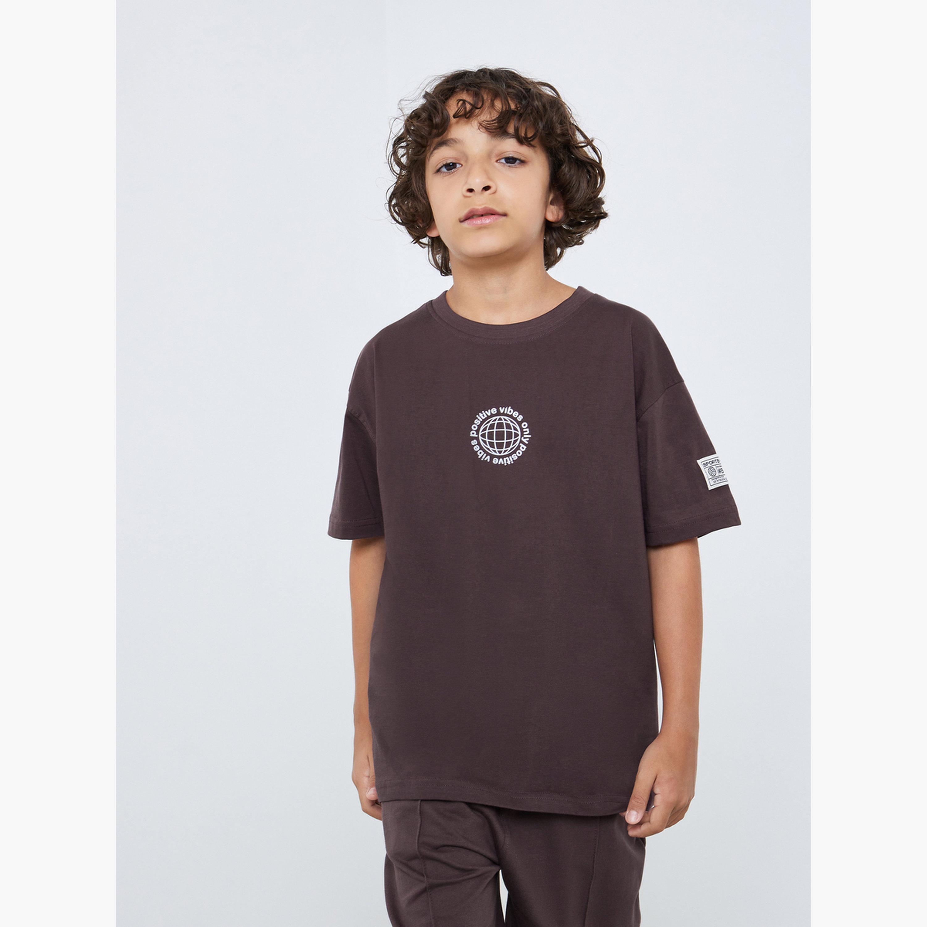 Styli Boys Brown Cotton T-Shirt and Jogger Set-boys-clothing-setsandcoords-image-2