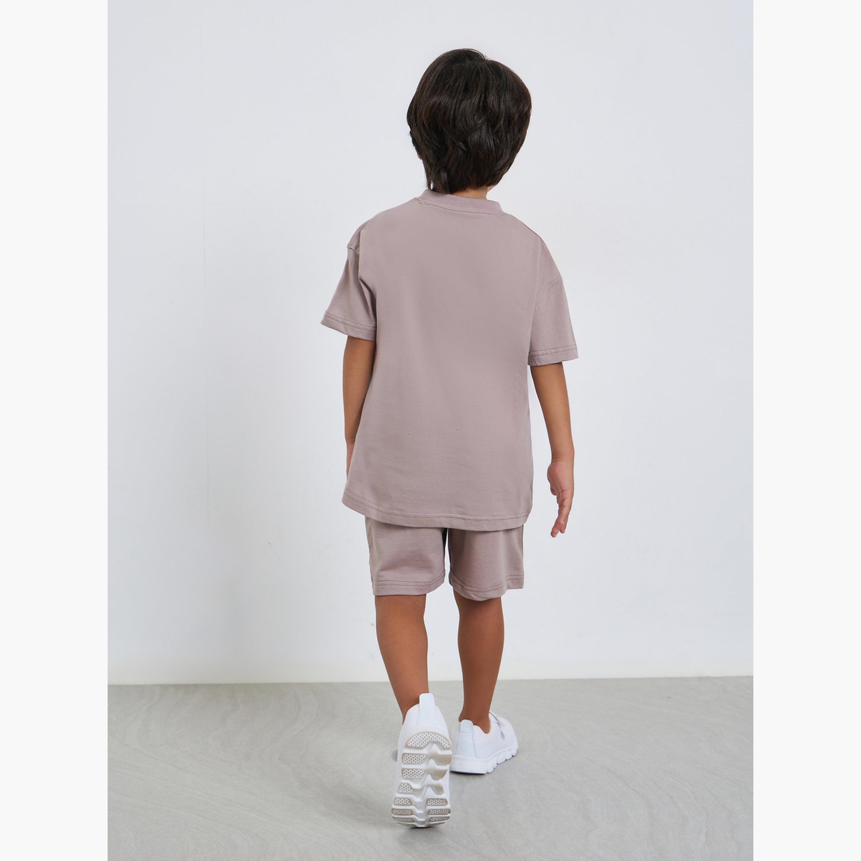 Styli Boys Grey Printed Cotton T-Shirt and Shorts Set-boys-clothing-setsandcoords-image-5