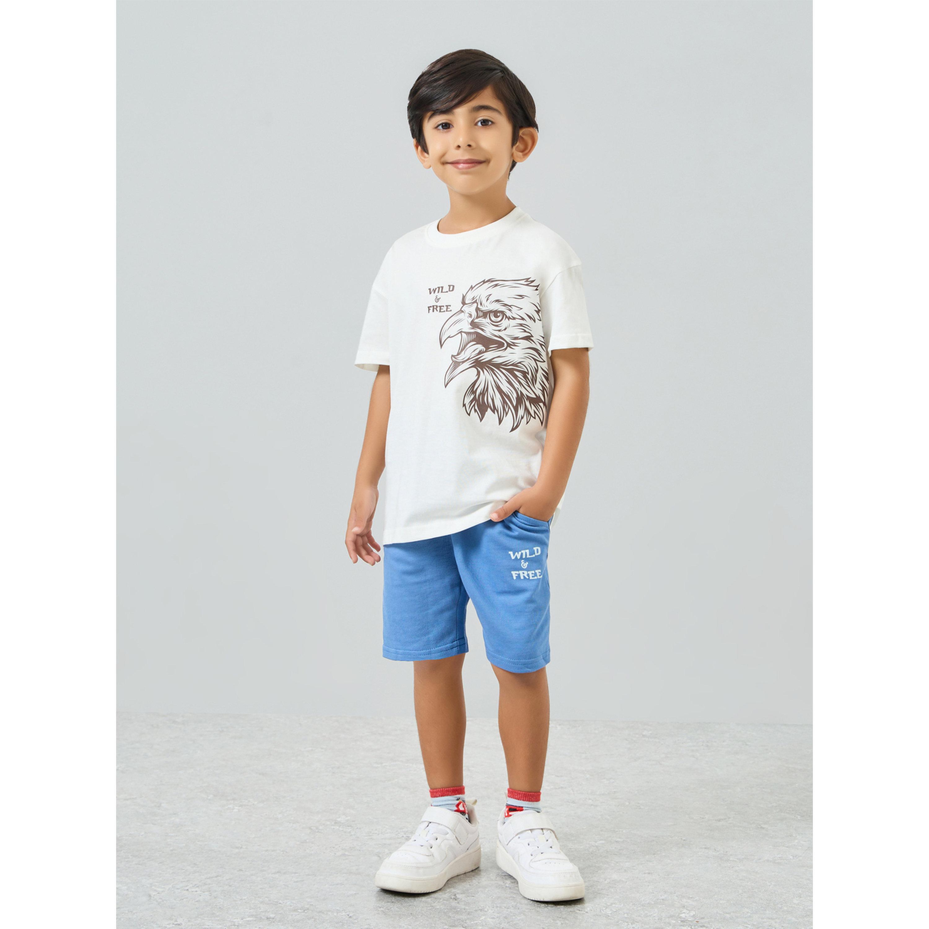 مجموعة من تيشيرت قطن بطبعة نسر وشورت-boys-clothing-setsandcoords-image-1