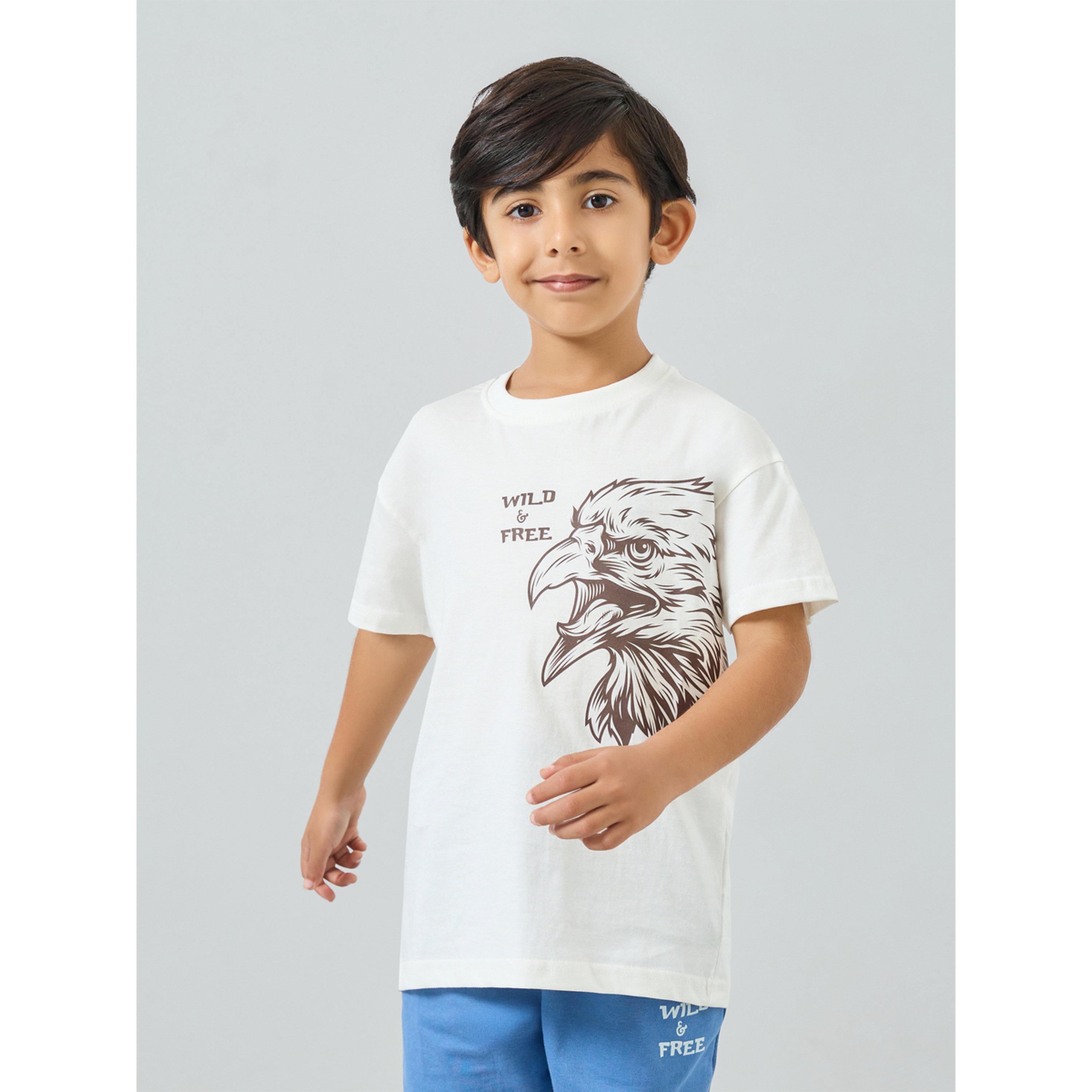 Styli Boys Cotton Eagle Print T-Shirt and Shorts Set-boys-clothing-setsandcoords-image-2