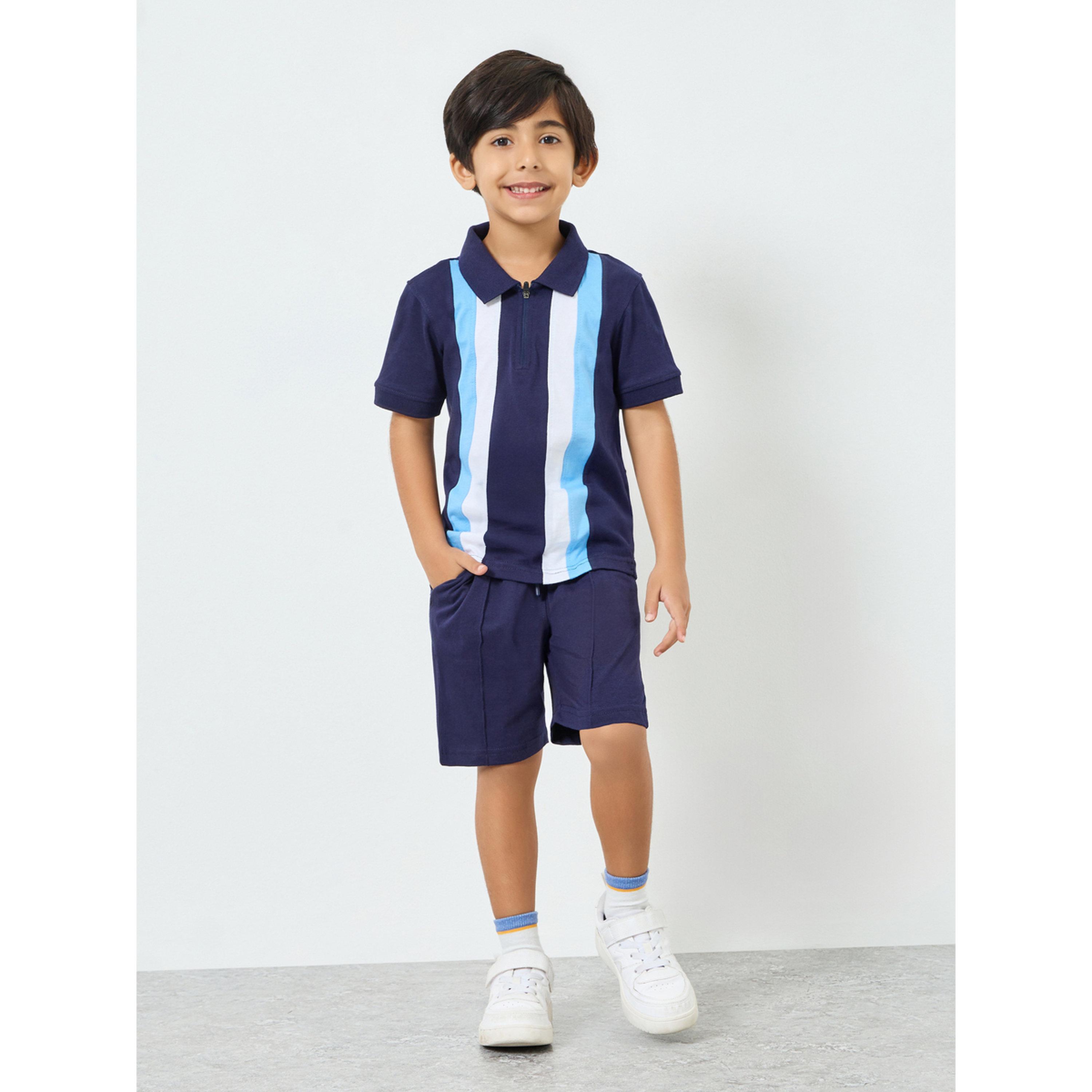 مجموعة من بولو بنمط كتل الالوان وشورت-boys-clothing-setsandcoords-image-1