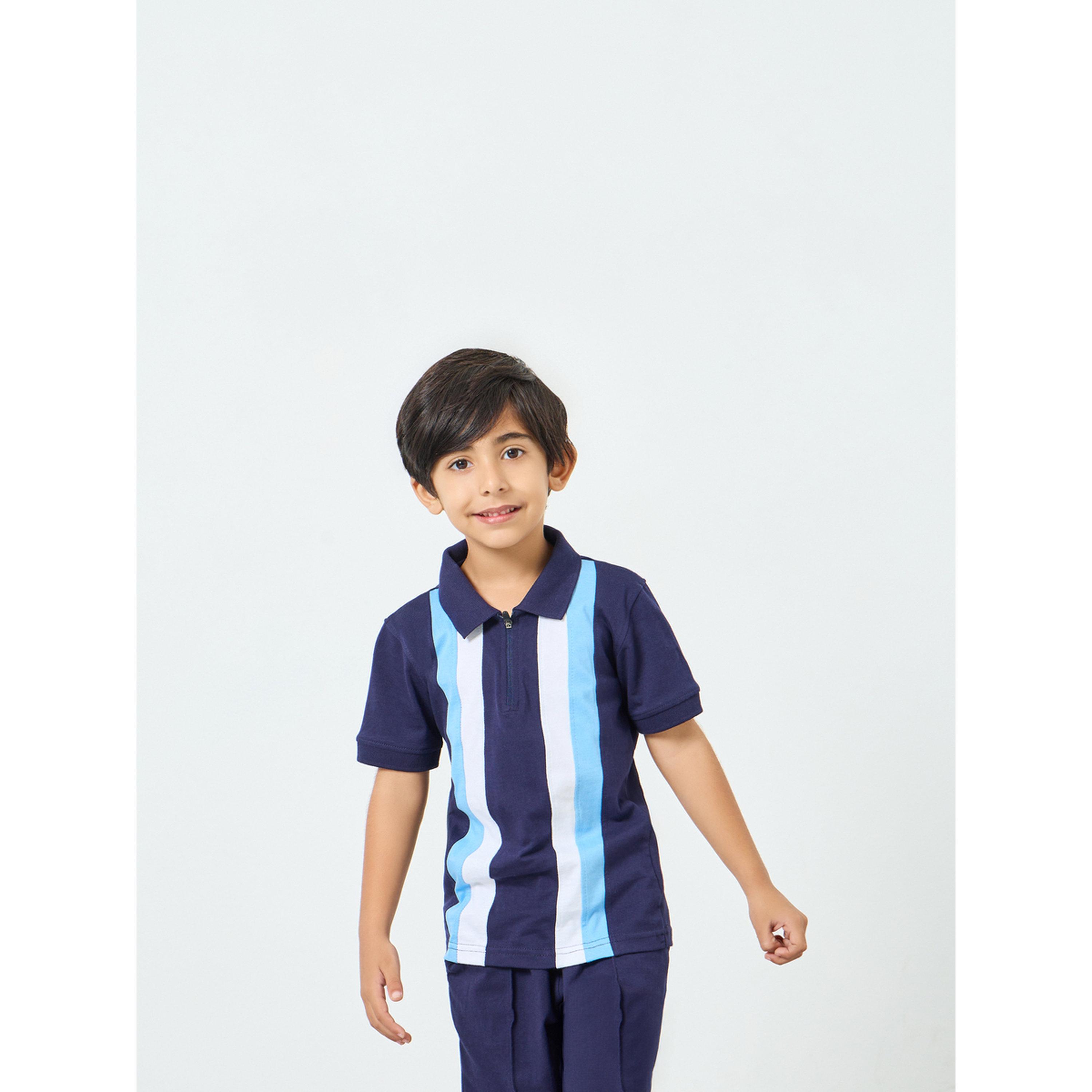Styli Boys Navy Color Block Polo and Shorts Set-boys-clothing-setsandcoords-image-3