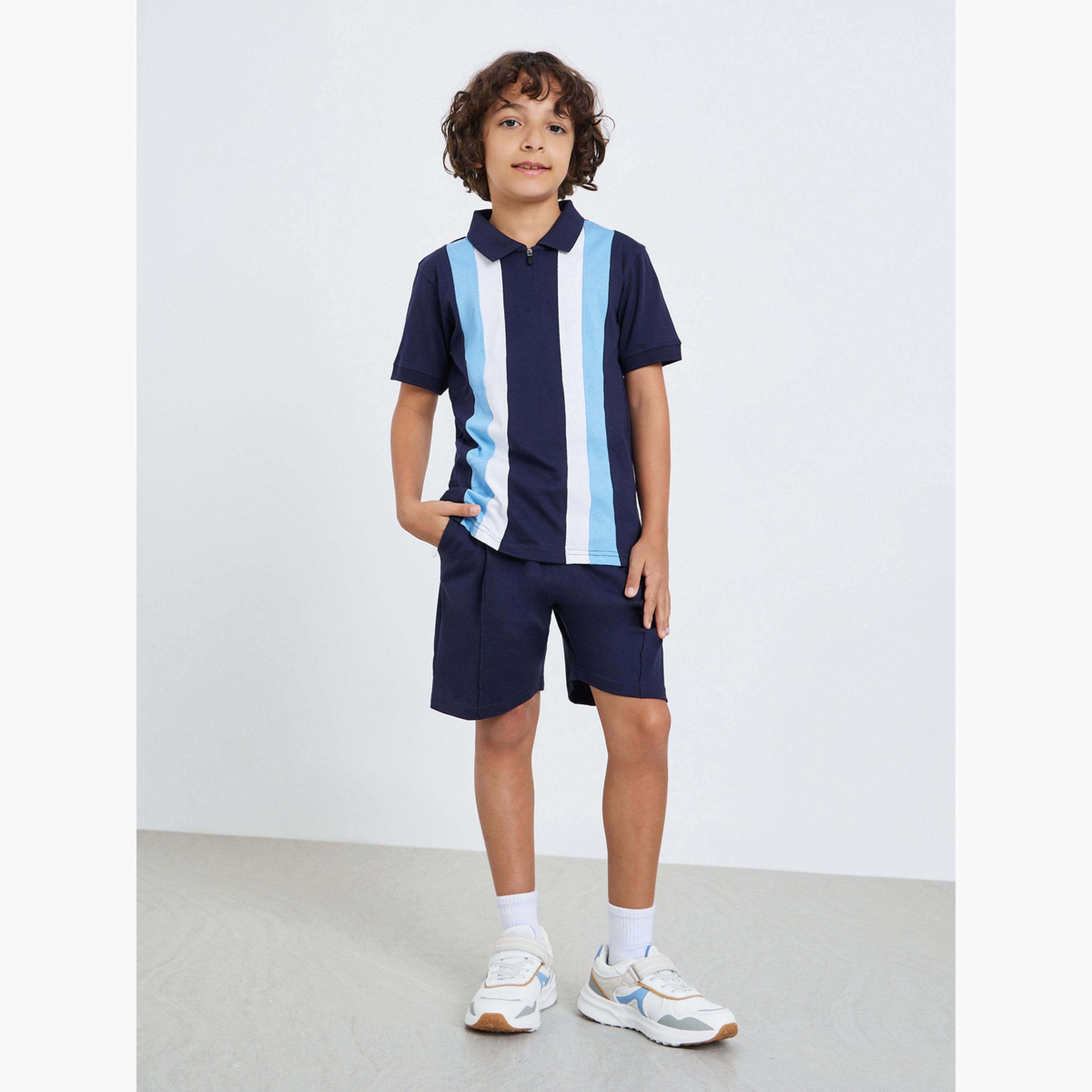 طقم تيشيرت بولو بنمط كتل الالوان وشورت-boys-clothing-setsandcoords-image-1