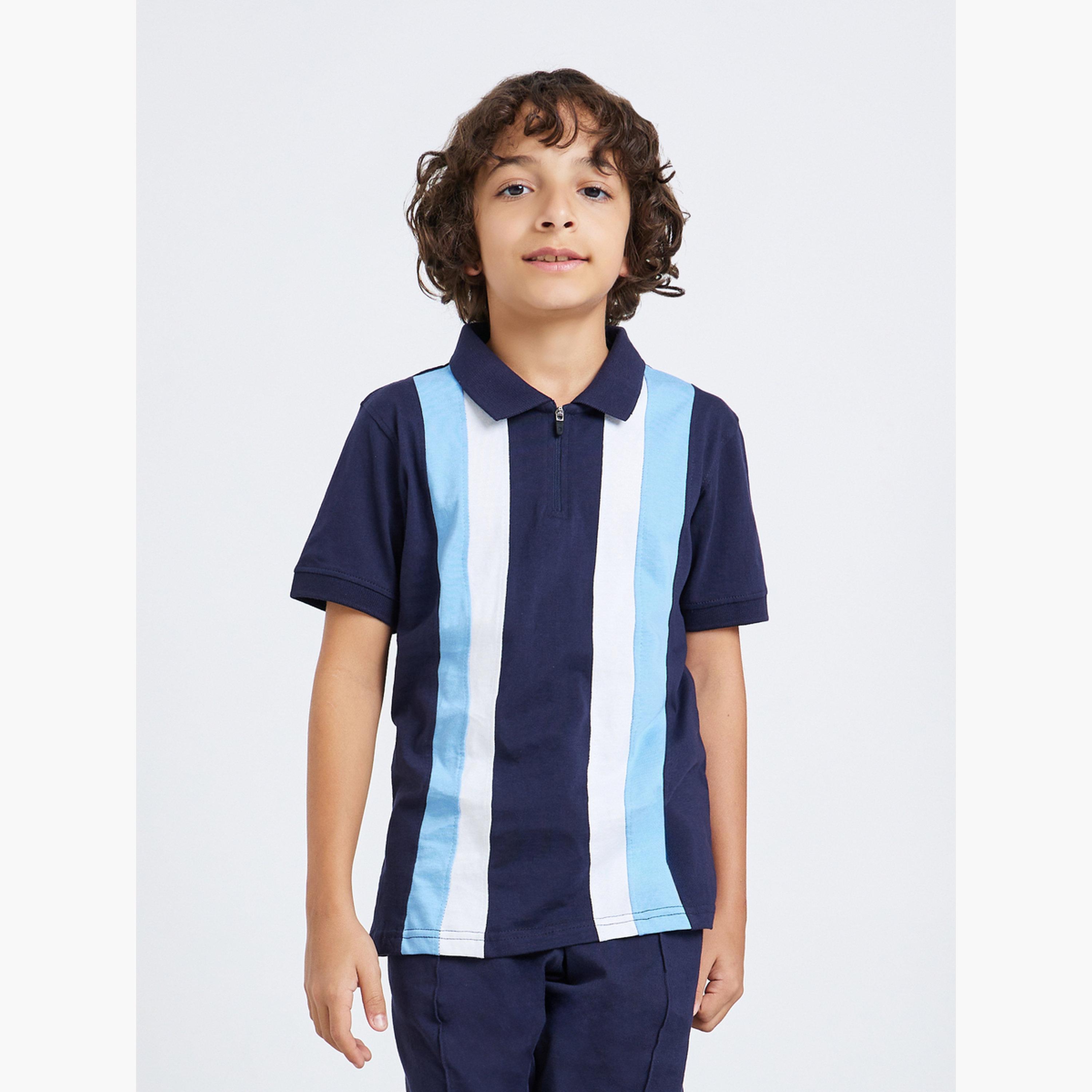 طقم تيشيرت بولو بنمط كتل الالوان وشورت-boys-clothing-setsandcoords-image-2
