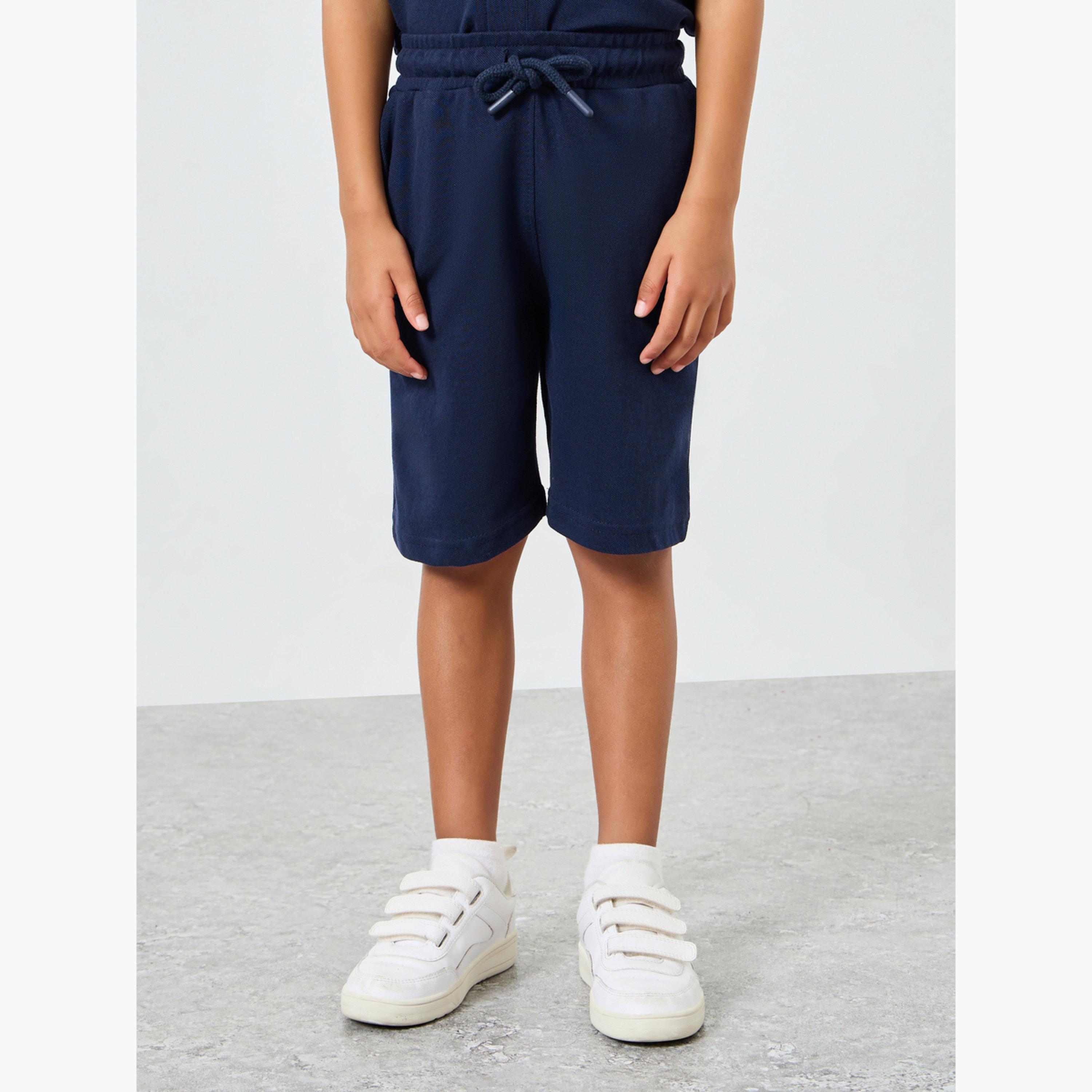 Styli Boys Navy Knit Polo T-Shirt and Shorts Set-boys-clothing-setsandcoords-image-5