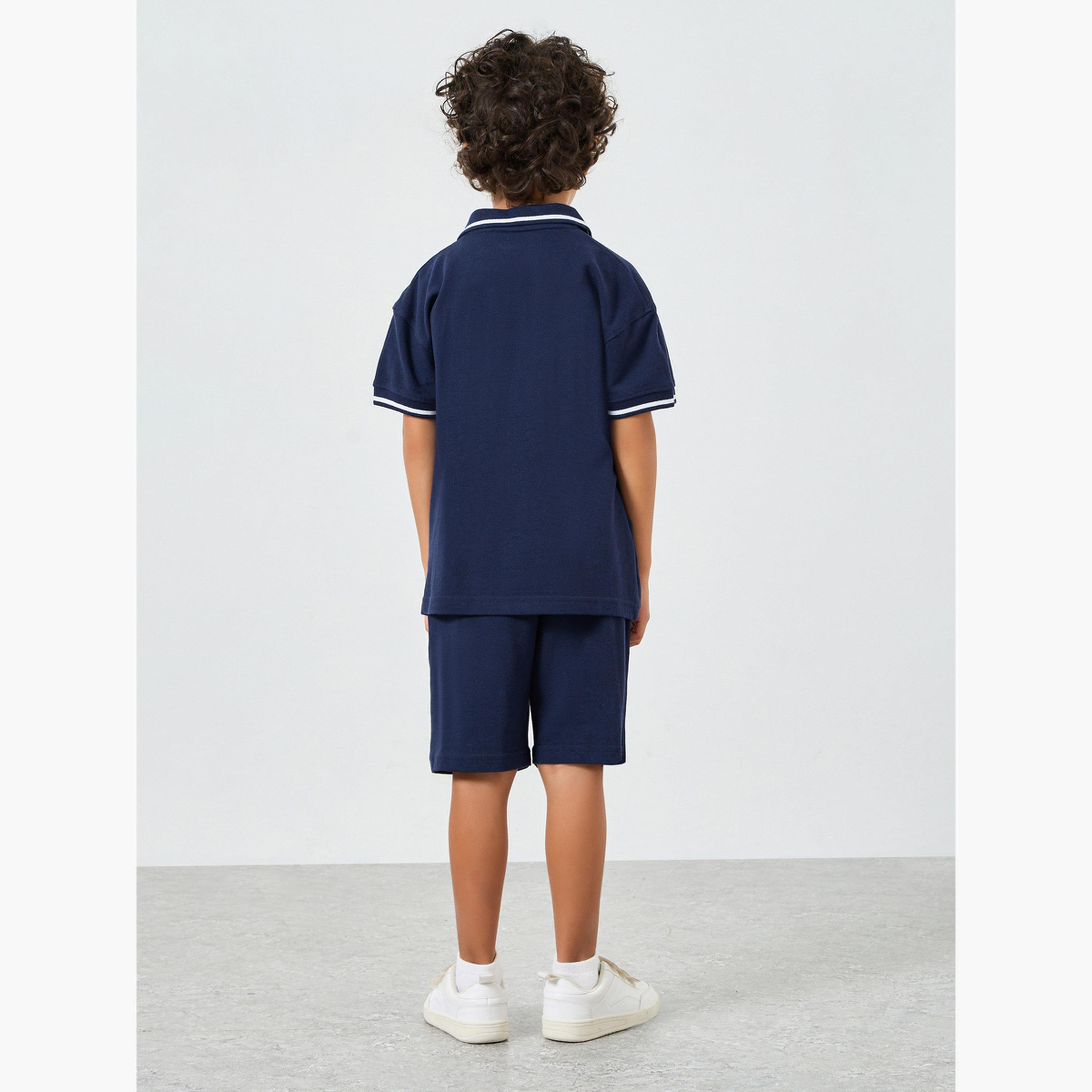 Styli Boys Navy Knit Polo T-Shirt and Shorts Set-boys-clothing-setsandcoords-image-6
