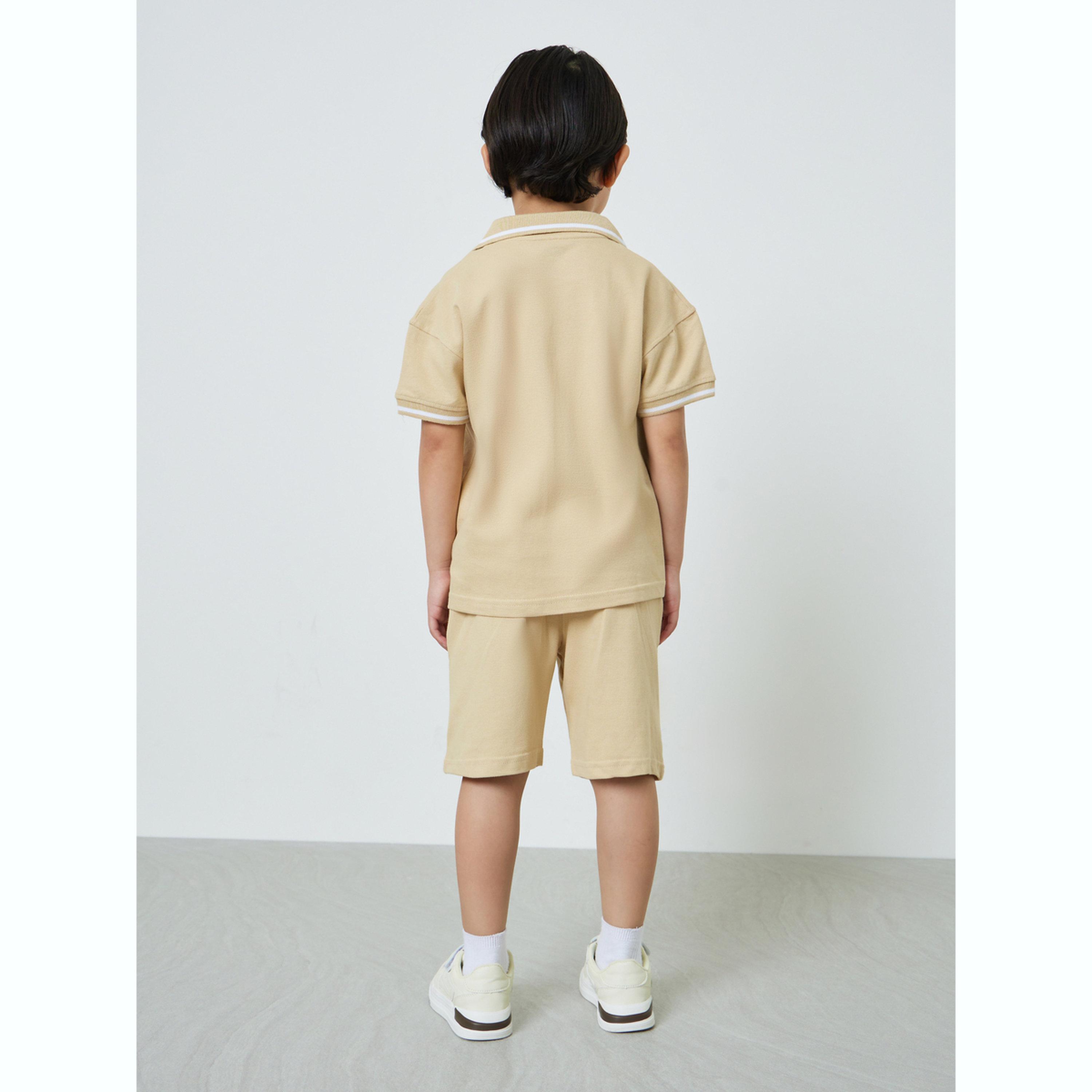 Styli Boys Textured Knit Polo T-Shirt and Shorts Set-boys-clothing-setsandcoords-image-3