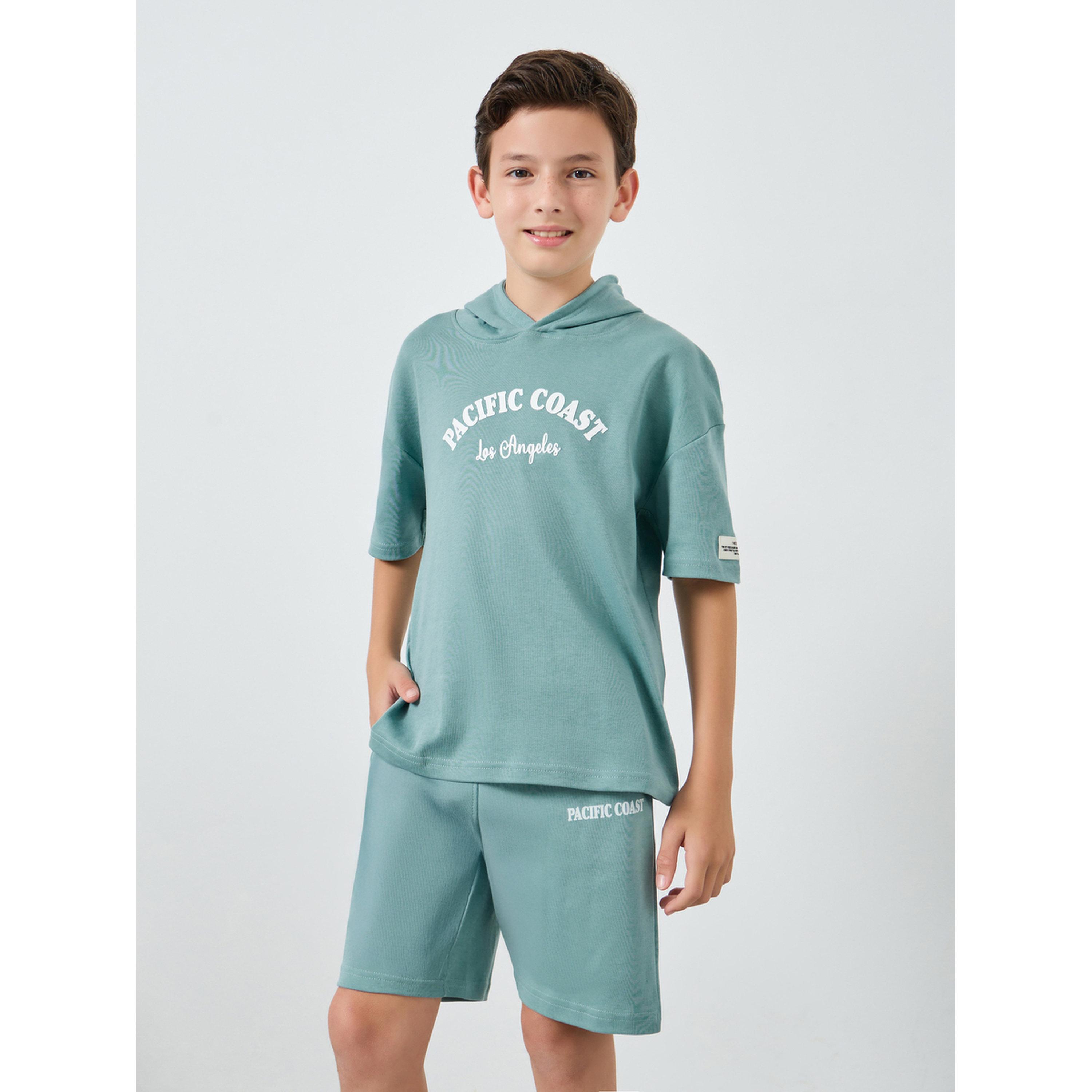 مجموعة أولادي زرقاء بنمط هودي قطن وشورت-boys-clothing-setsandcoords-image-1