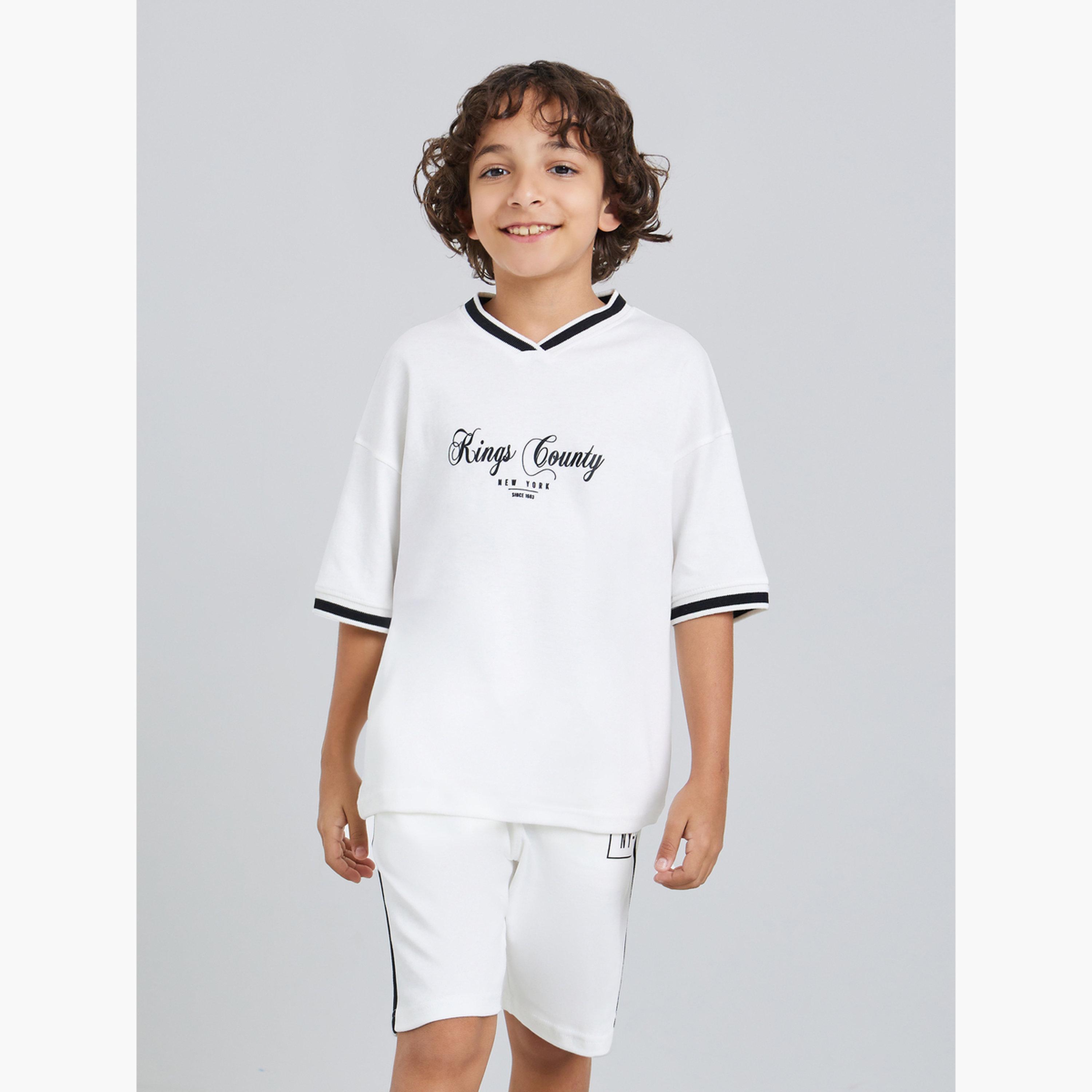 طقم تيشيرت قطن وشورت-boys-clothing-setsandcoords-image-2