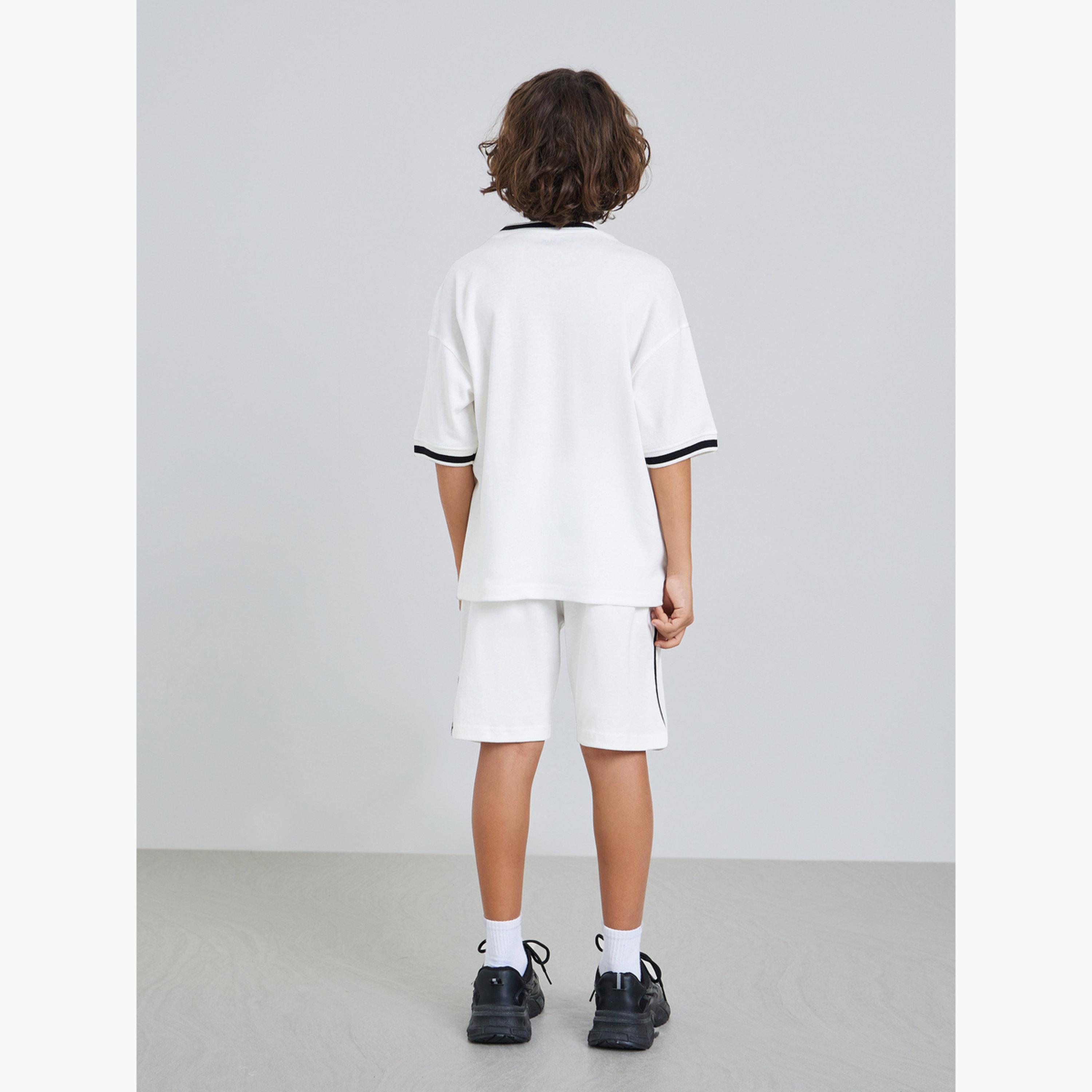 Styli Kids Off-White Cotton T-Shirt and Shorts Set-boys-clothing-setsandcoords-image-3
