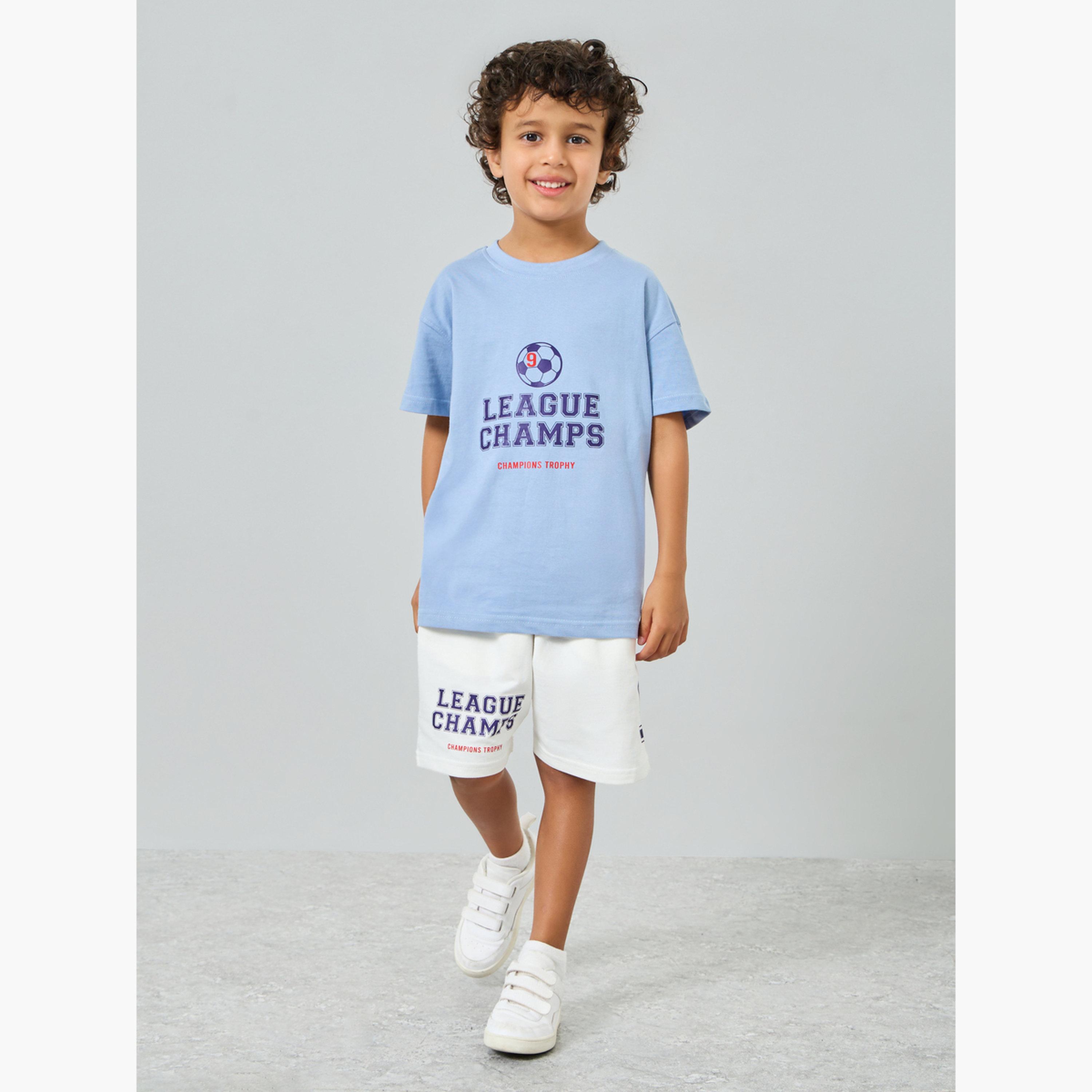 Styli Boys League Champs Cotton T-Shirt and Shorts Set-boys-clothing-setsandcoords-image-1