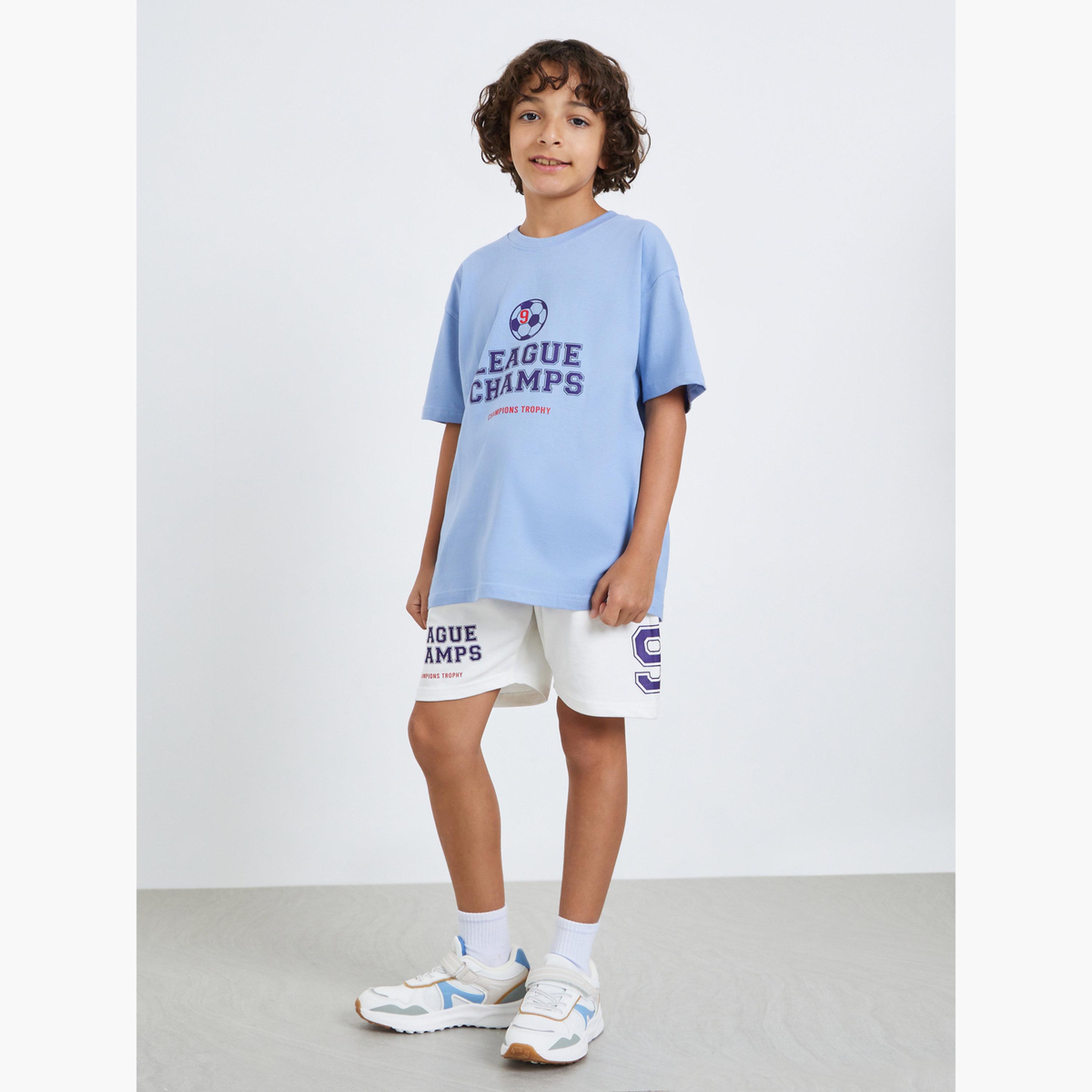 طقم تيشيرت بطبعة كرة قدم وشورت-boys-clothing-setsandcoords-image-1