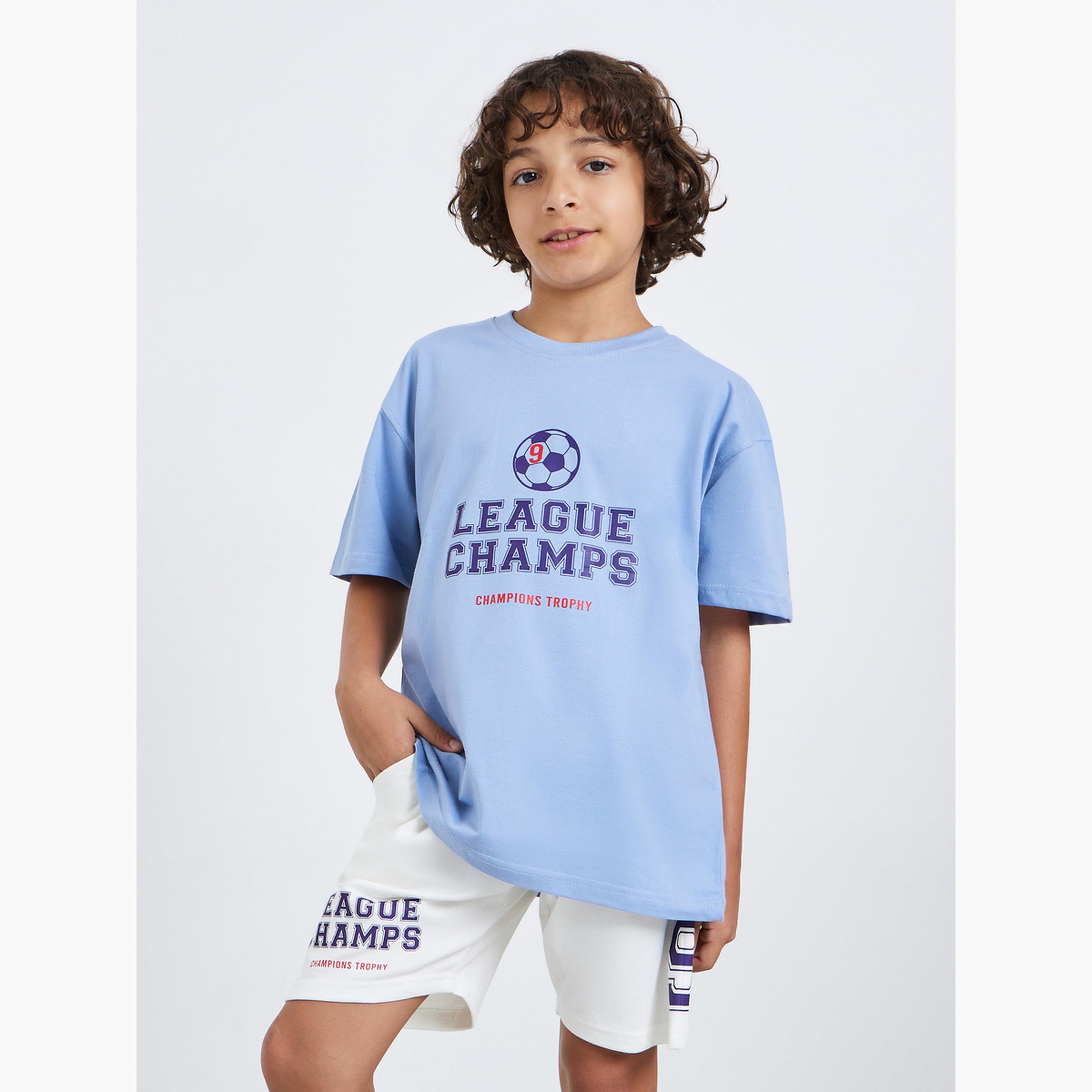 طقم تيشيرت بطبعة كرة قدم وشورت-boys-clothing-setsandcoords-image-2