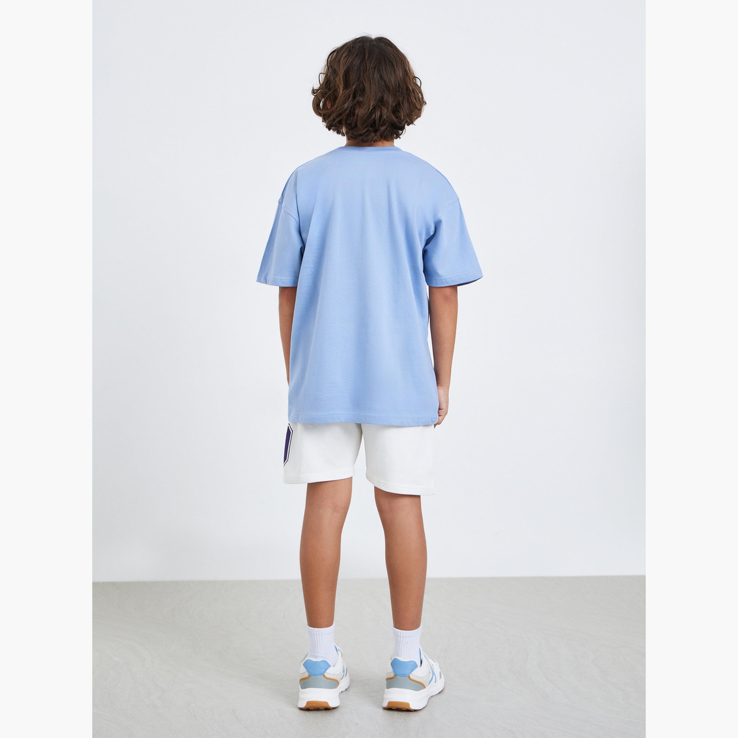 Styli Boys Blue Football Graphic T-Shirt and Shorts Set-boys-clothing-setsandcoords-image-3