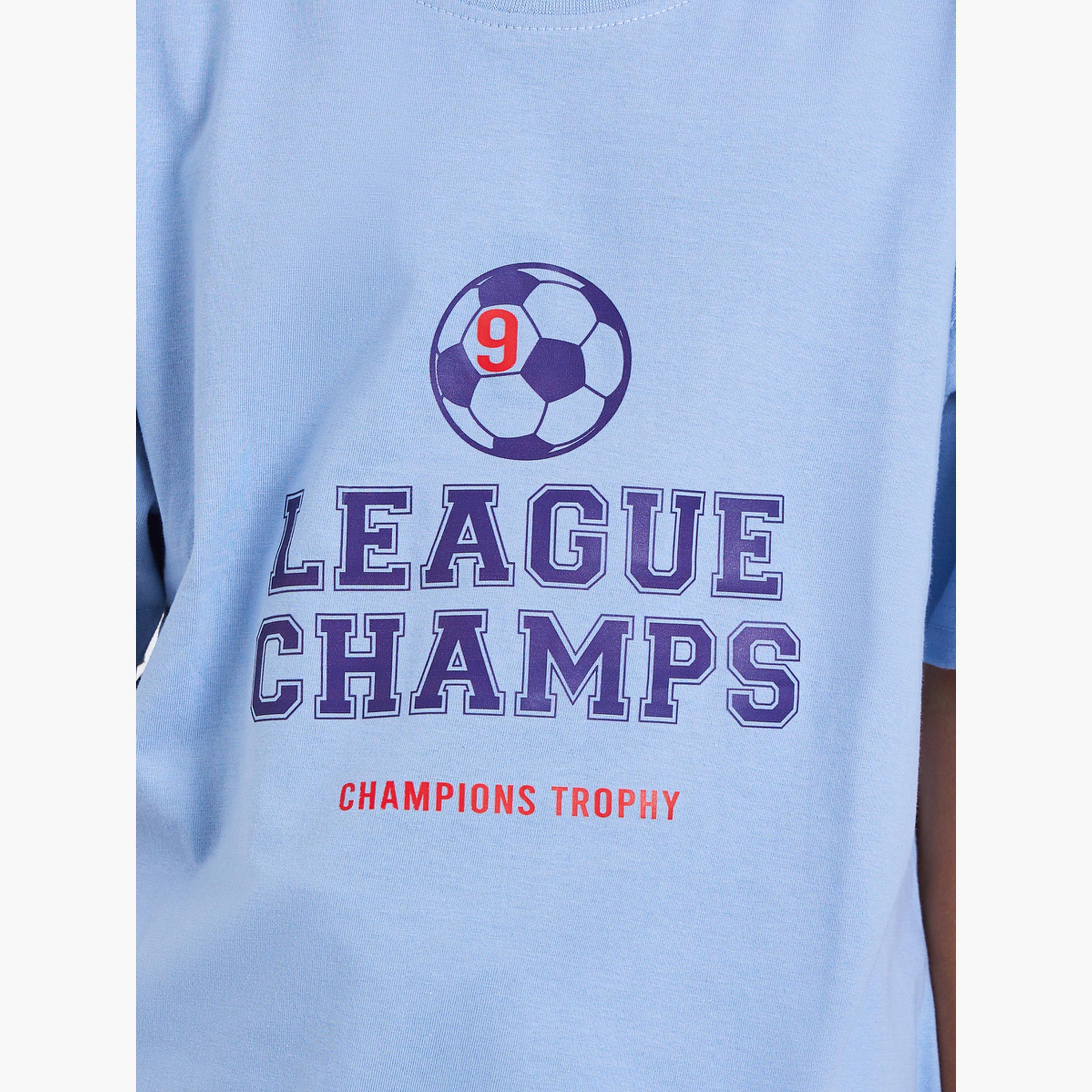 Styli Boys Blue Football Graphic T-Shirt and Shorts Set-boys-clothing-setsandcoords-image-5
