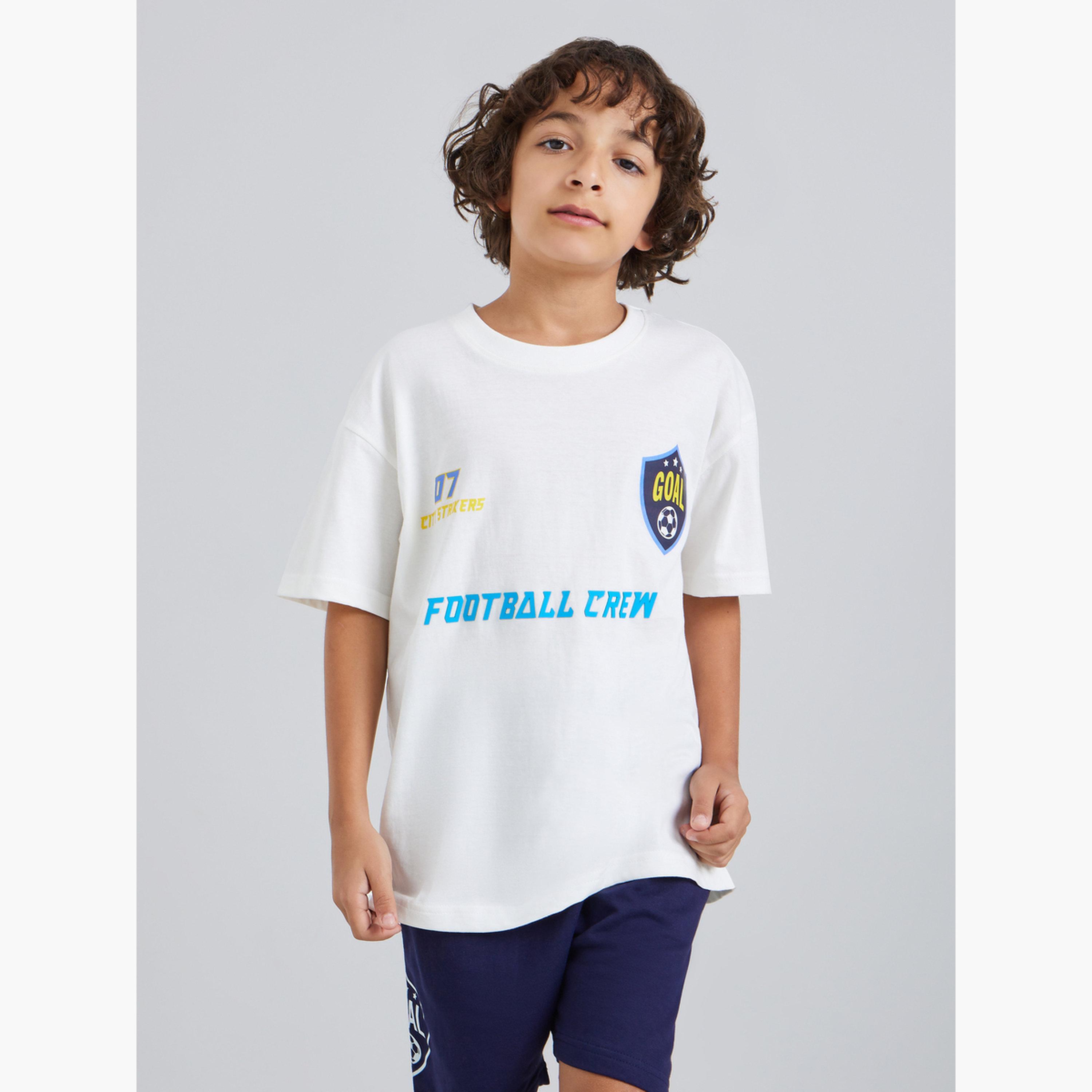 طقم تيشيرت بطبعة كرة قدم وشورت-boys-clothing-setsandcoords-image-2