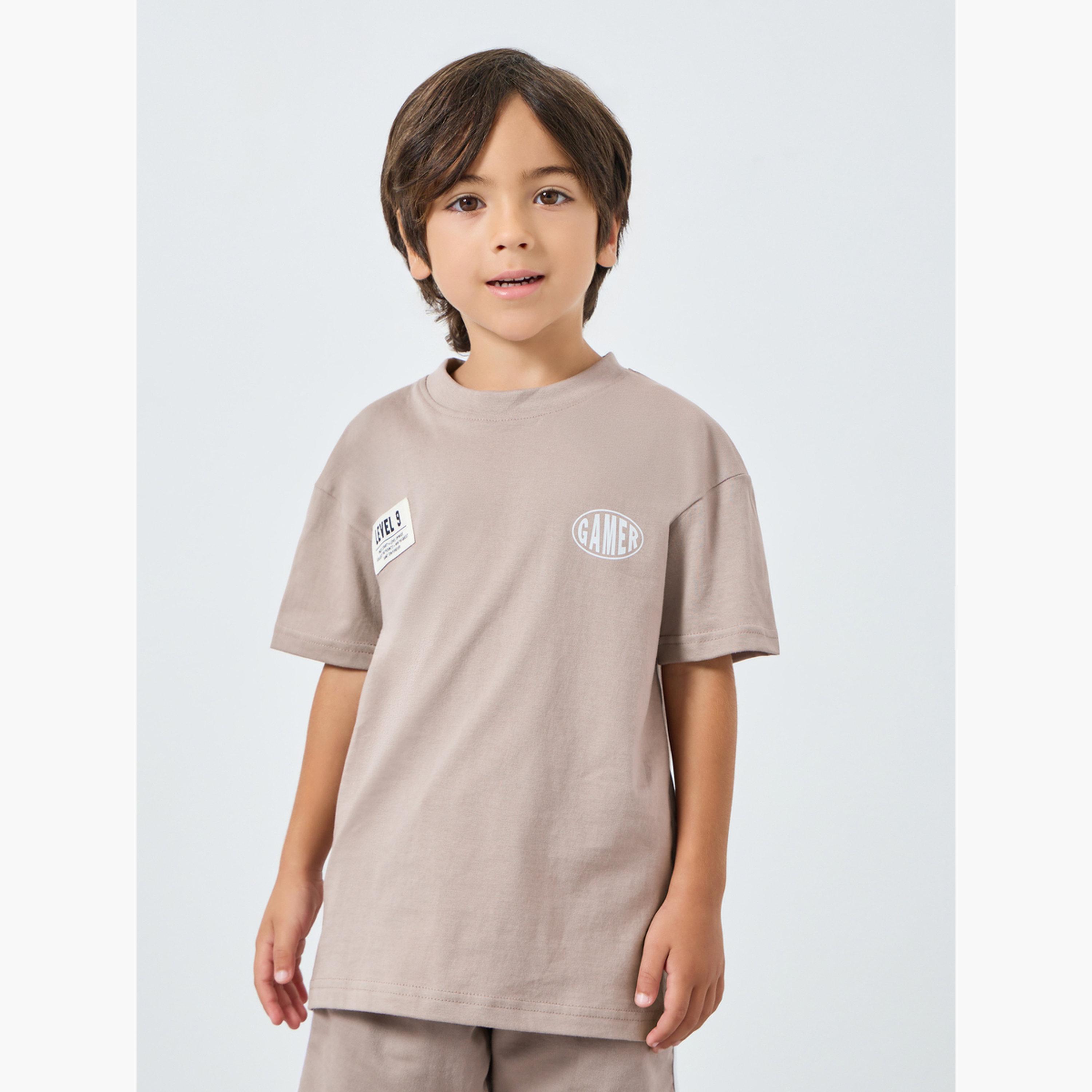 Styli Boys Grey Cotton T-Shirt and Shorts Set-boys-clothing-setsandcoords-image-2
