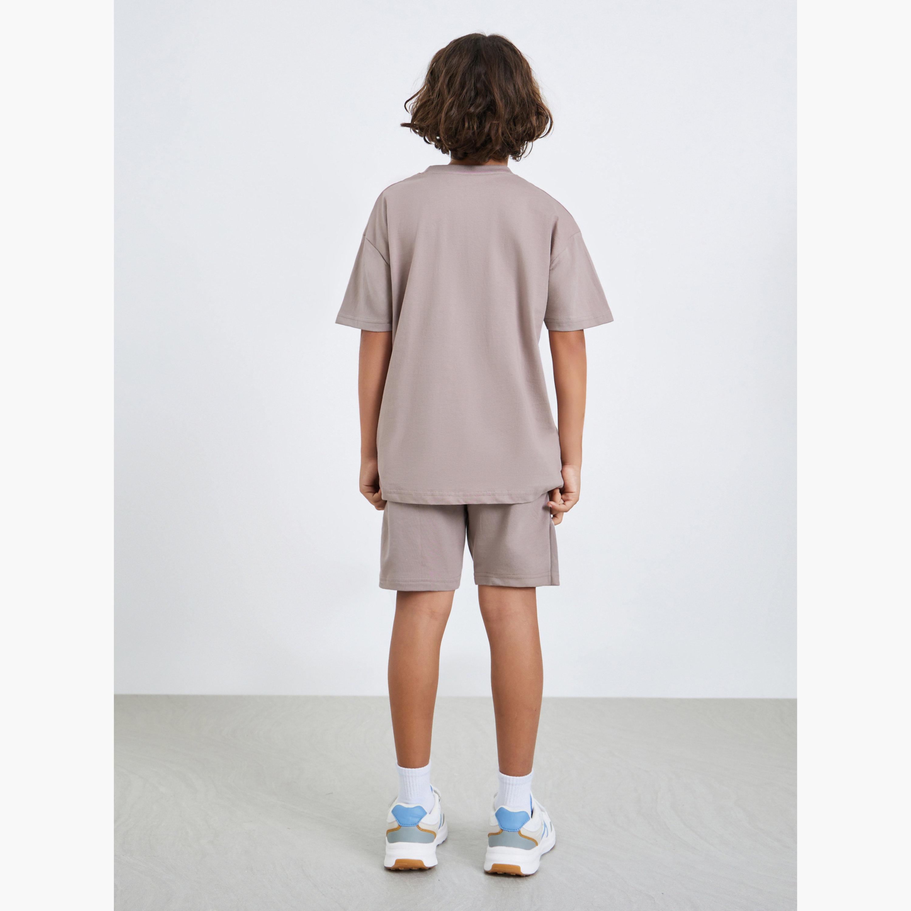 Styli Boys Grey Cotton Knit T-Shirt and Shorts Set-boys-clothing-setsandcoords-image-5
