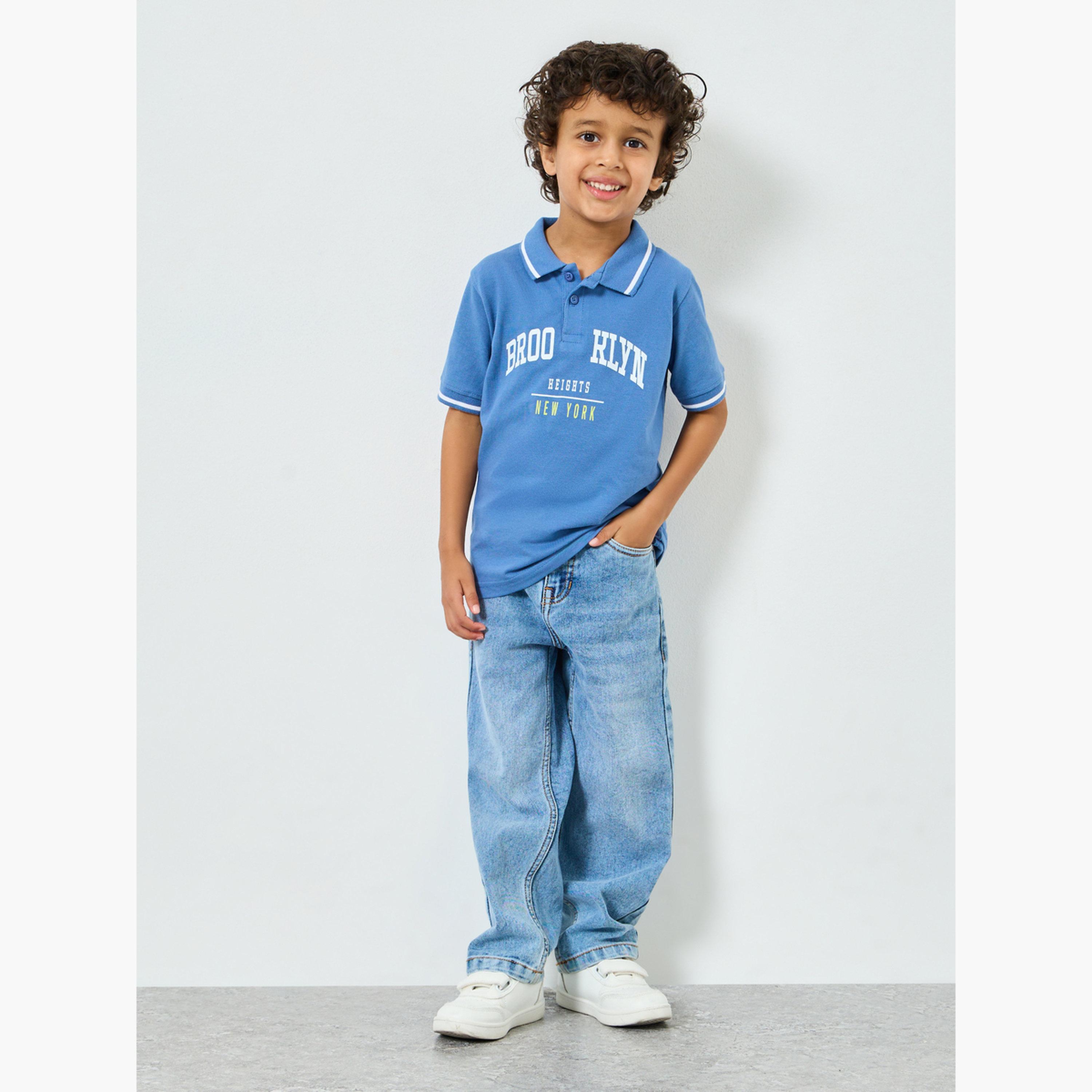 Styli Boys Blue Brooklyn Print Polo T-Shirt-boys-clothing-tshirtsandpolos-image-2
