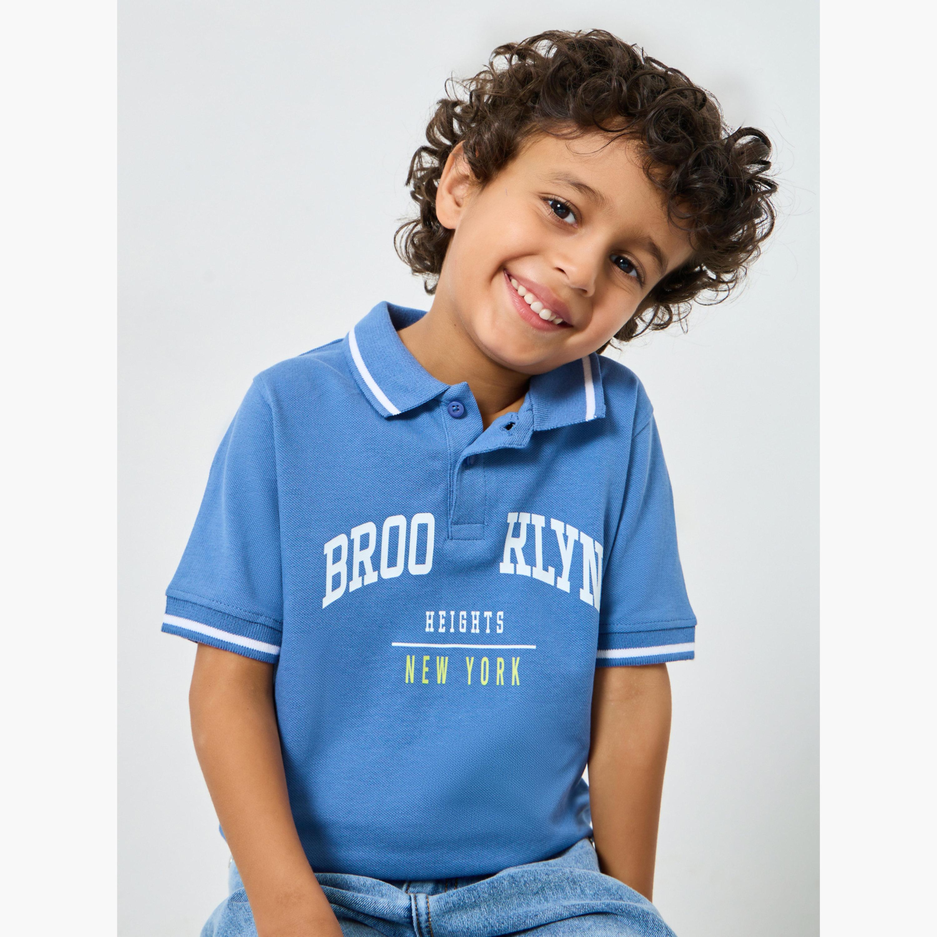 Styli Boys Blue Brooklyn Print Polo T-Shirt-boys-clothing-tshirtsandpolos-image-3