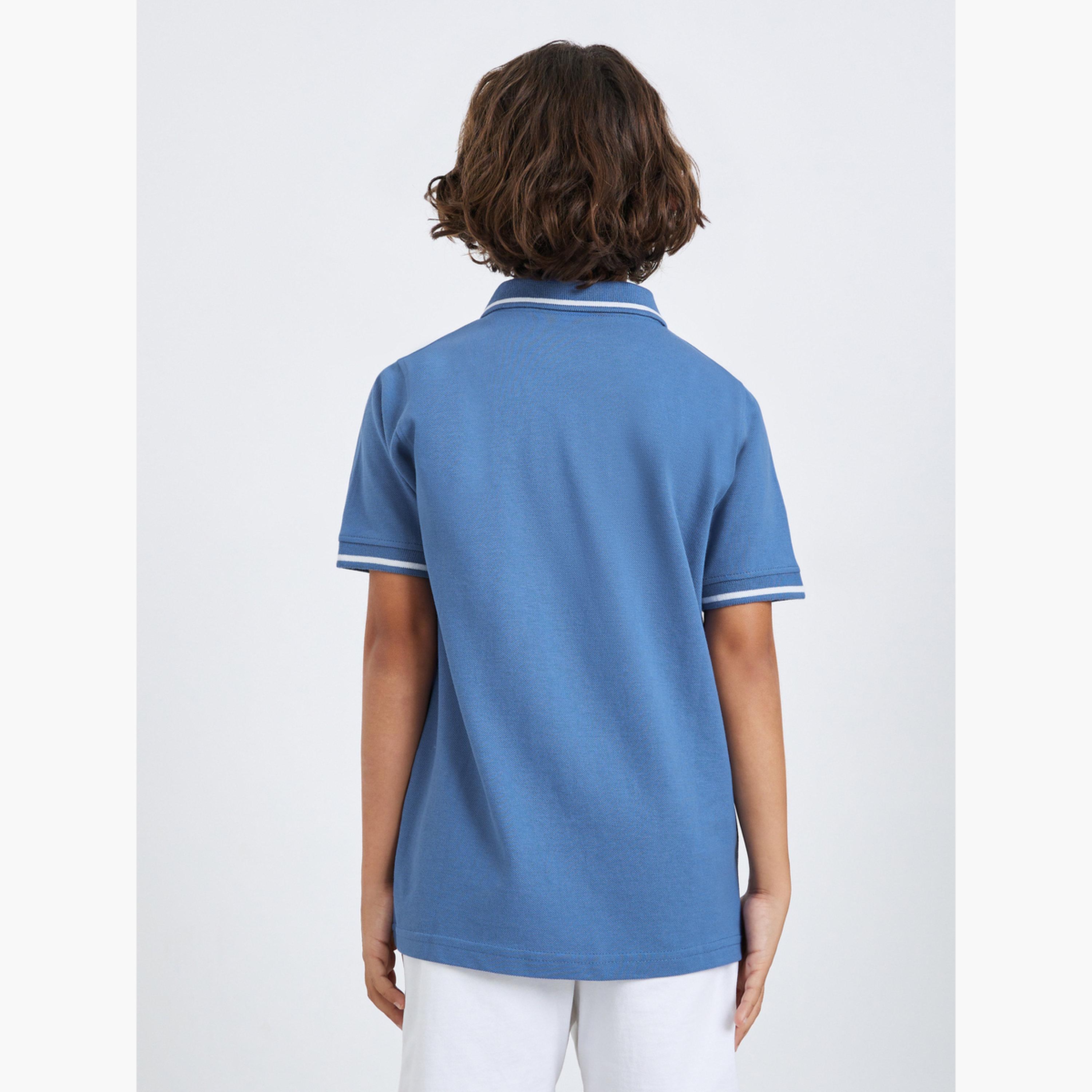 Styli Boys Blue Brooklyn Print Polo T-Shirt-girls-clothing-tshirts-image-3