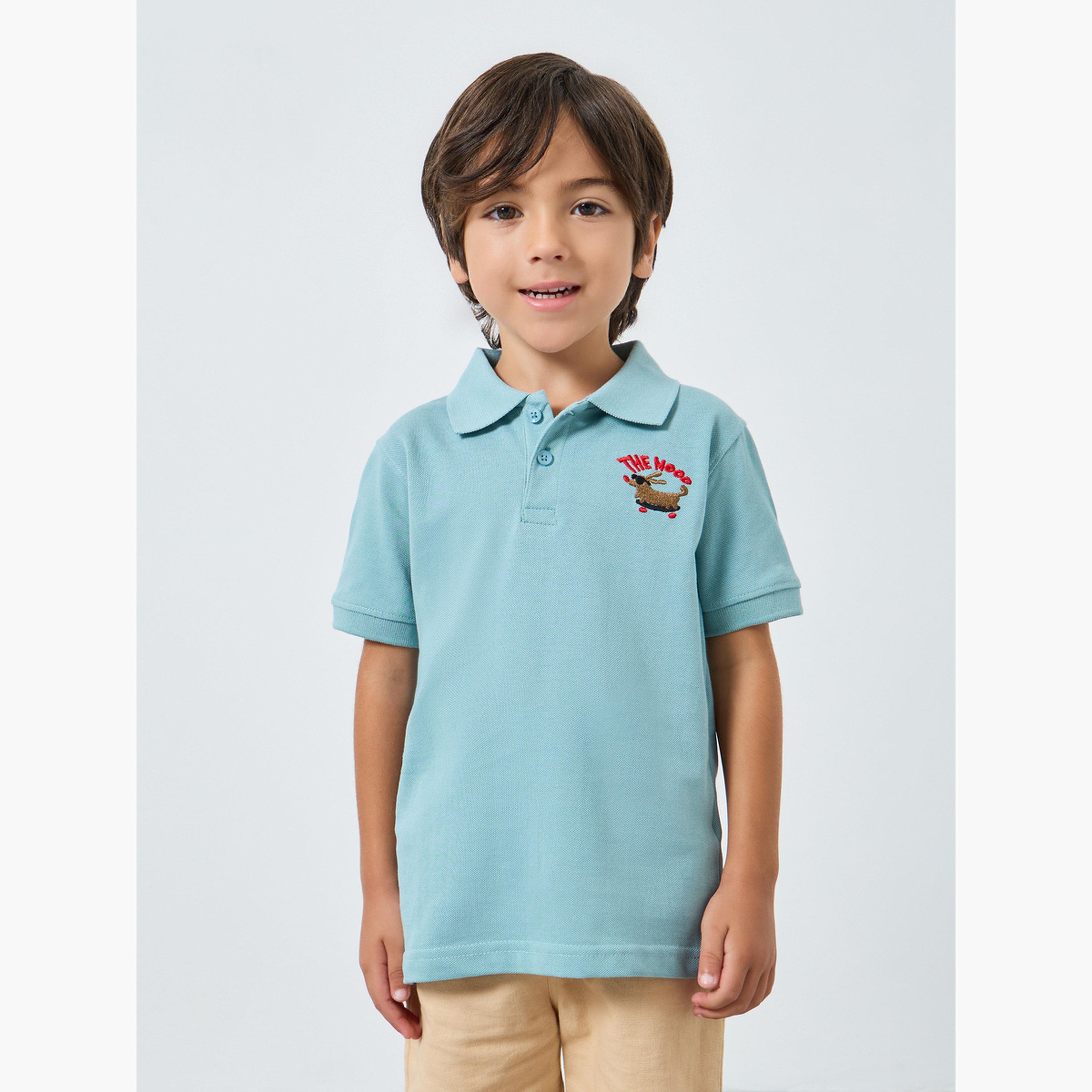 تيشيرت بولو قطن مُطرّز-boys-clothing-tshirtsandpolos-image-1