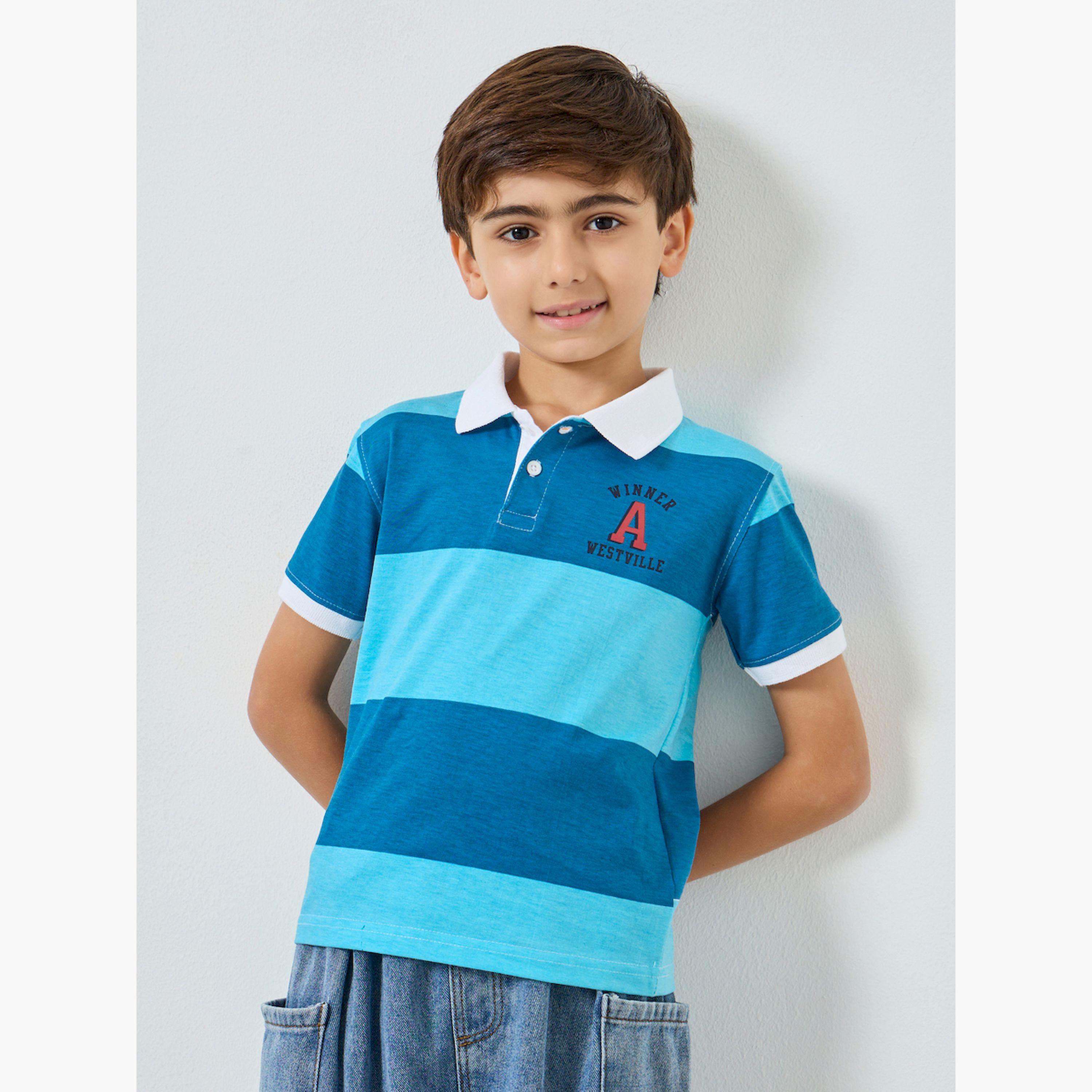 Styli Boys Blue Color Block Polo T-Shirt-boys-clothing-tshirtsandpolos-image-1