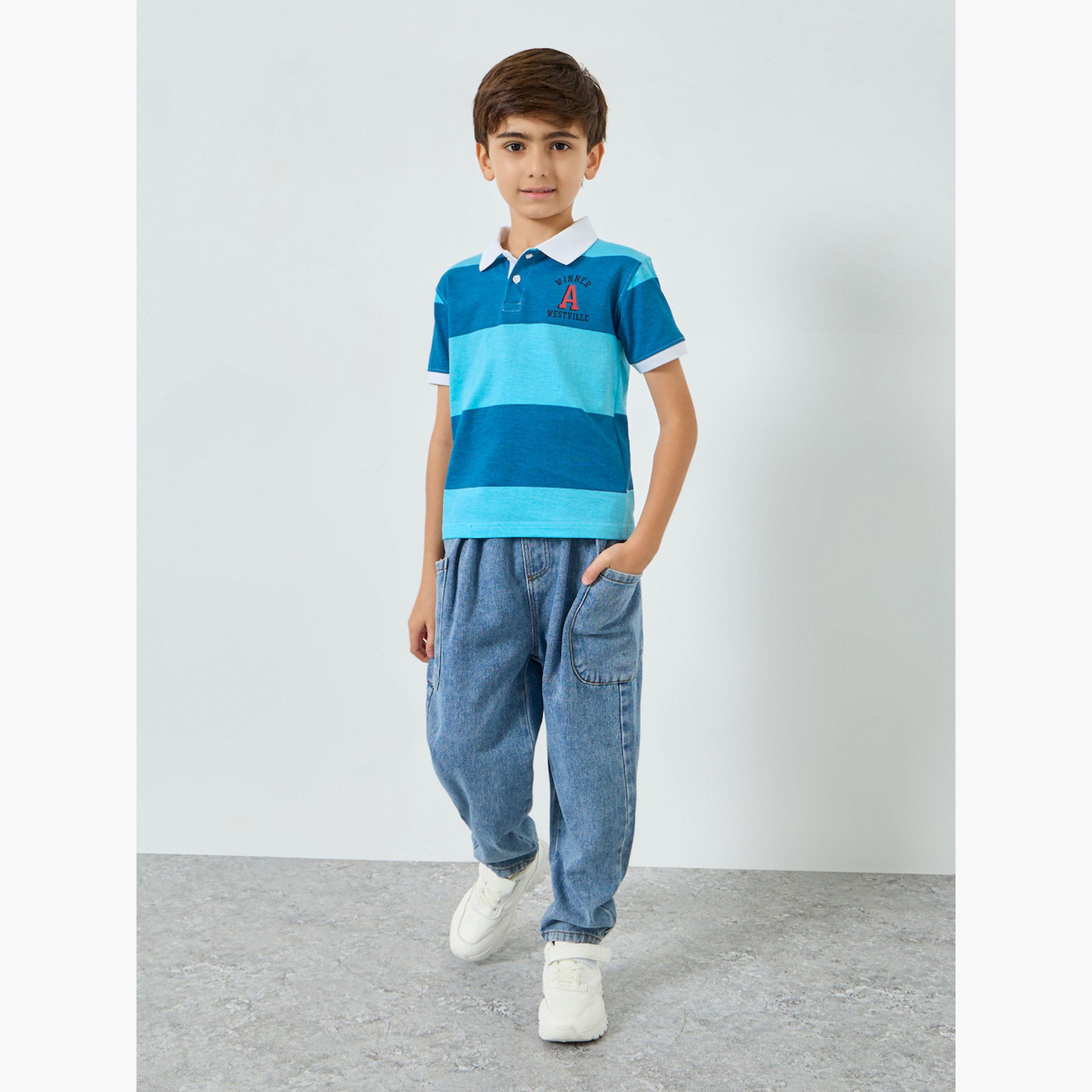 Styli Boys Blue Color Block Polo T-Shirt-boys-clothing-tshirtsandpolos-image-2